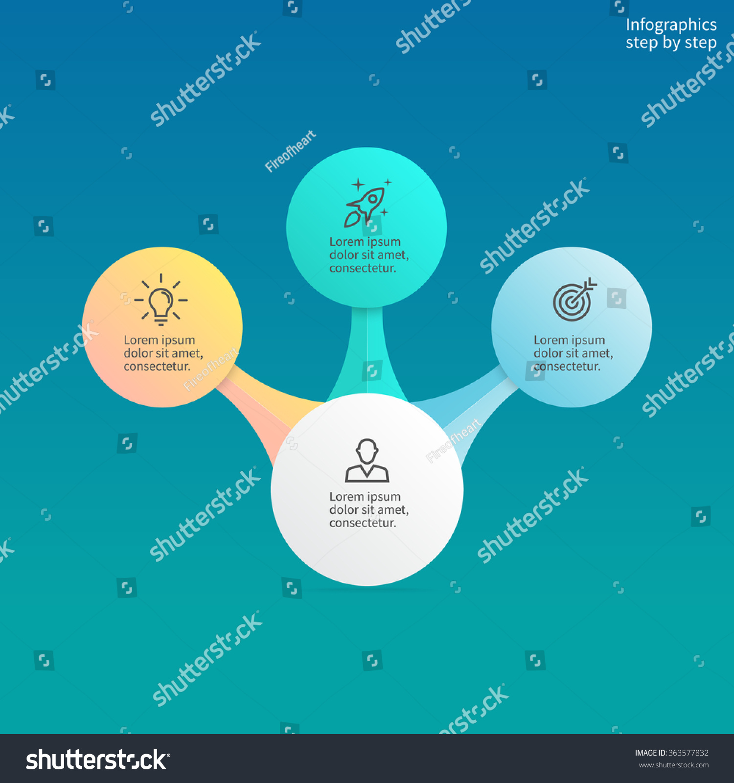 Infographics Central Element Chart Diagram 3: เวกเตอร์สต็อก (ปลอดค่า