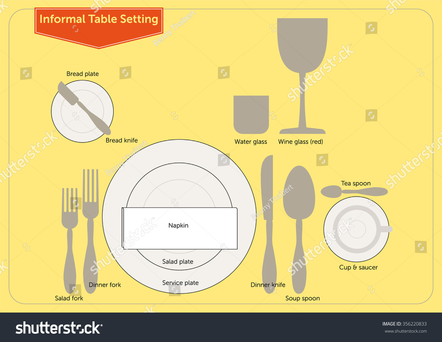 Informal Table Setting Stock Vector HD (Royalty Free) 356220833 ... Informal Table Setting Stock Vector HD (Royalty Free) 356220833 ...