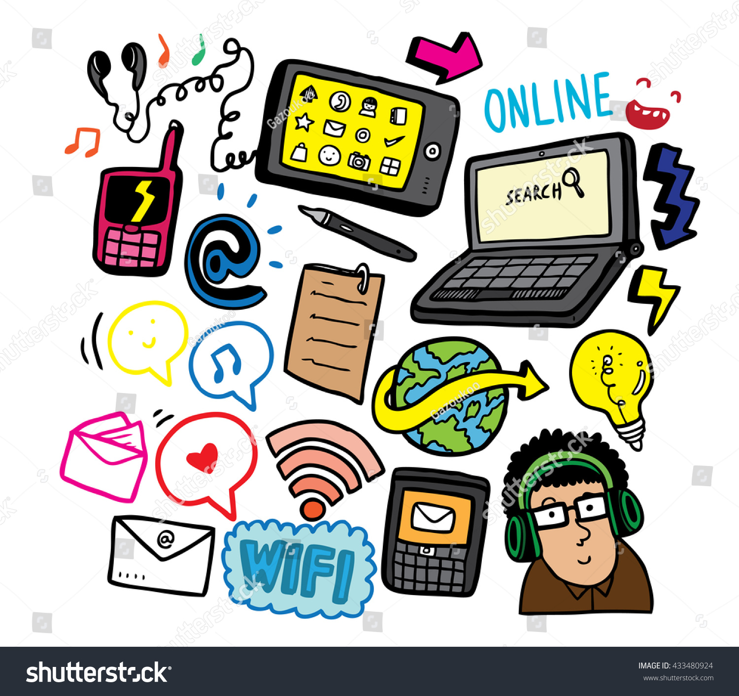 Information Technology Doodle Stock Vector Royalty Free 433480924