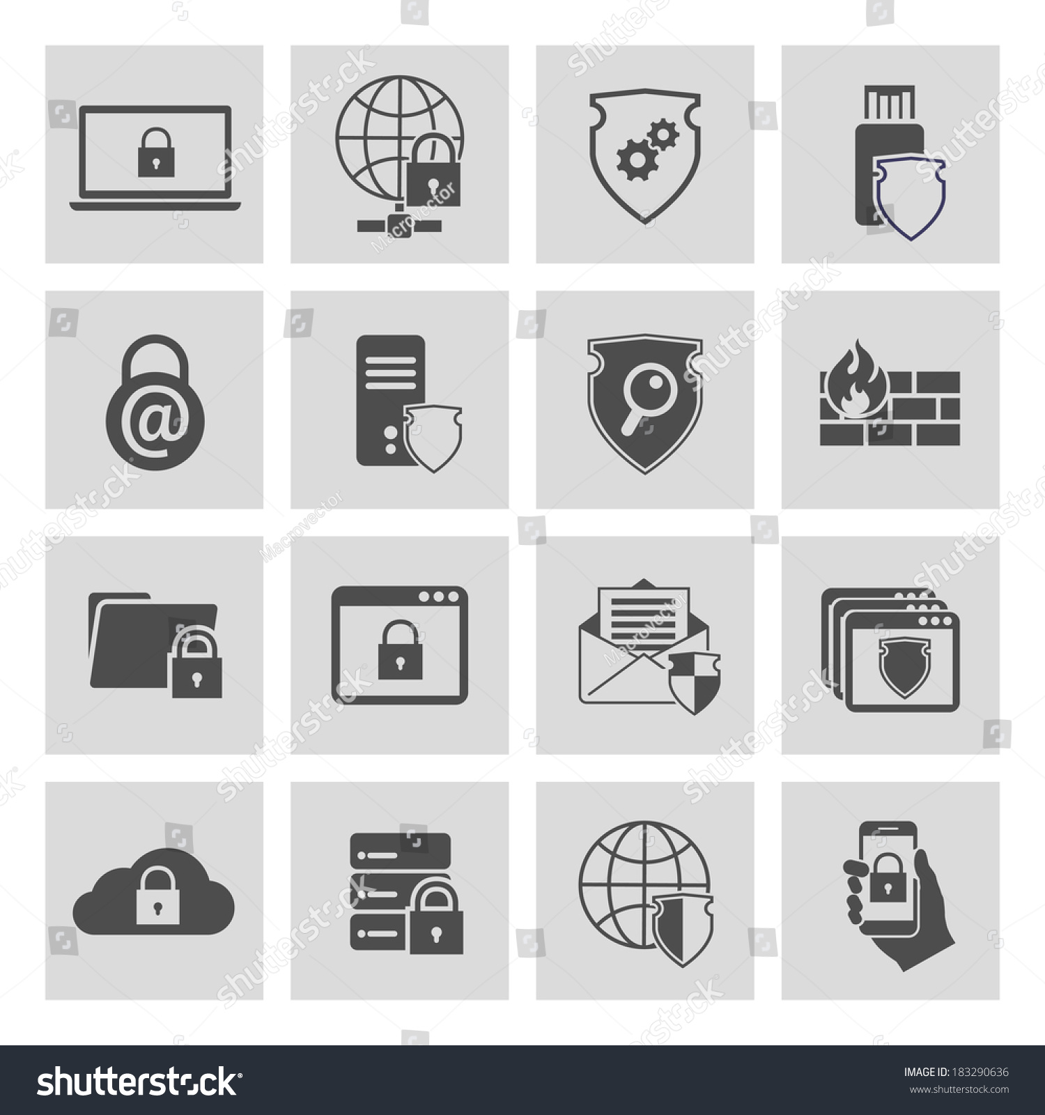 Information Technology Security Pictograms Collection Computer Stock ...