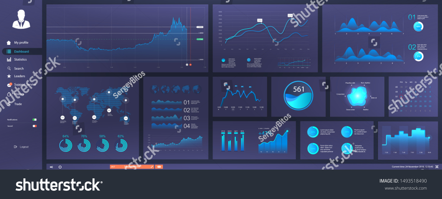 Informative Simple Dashboard Any Site Purposes Stock Vector (Royalty ...