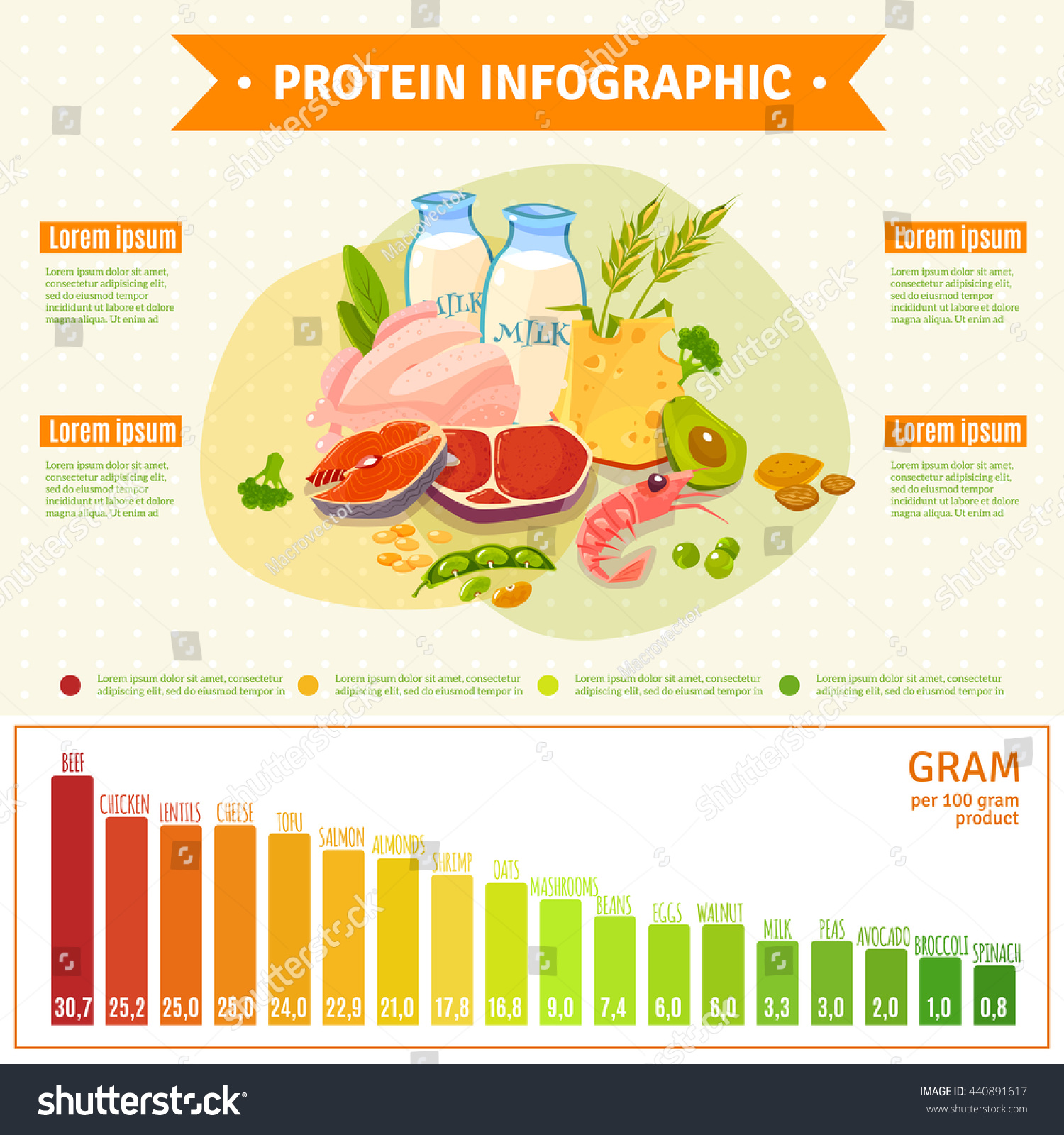 Informative Poster On Protein Rich Healthy Stock Vektorgrafik Lizenzfrei