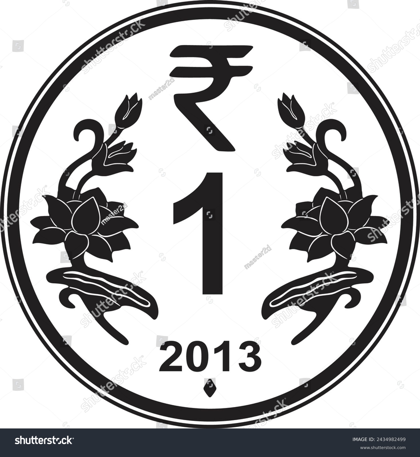 SVG of inidan 1 rupee coin vector silhouette handmade design svg