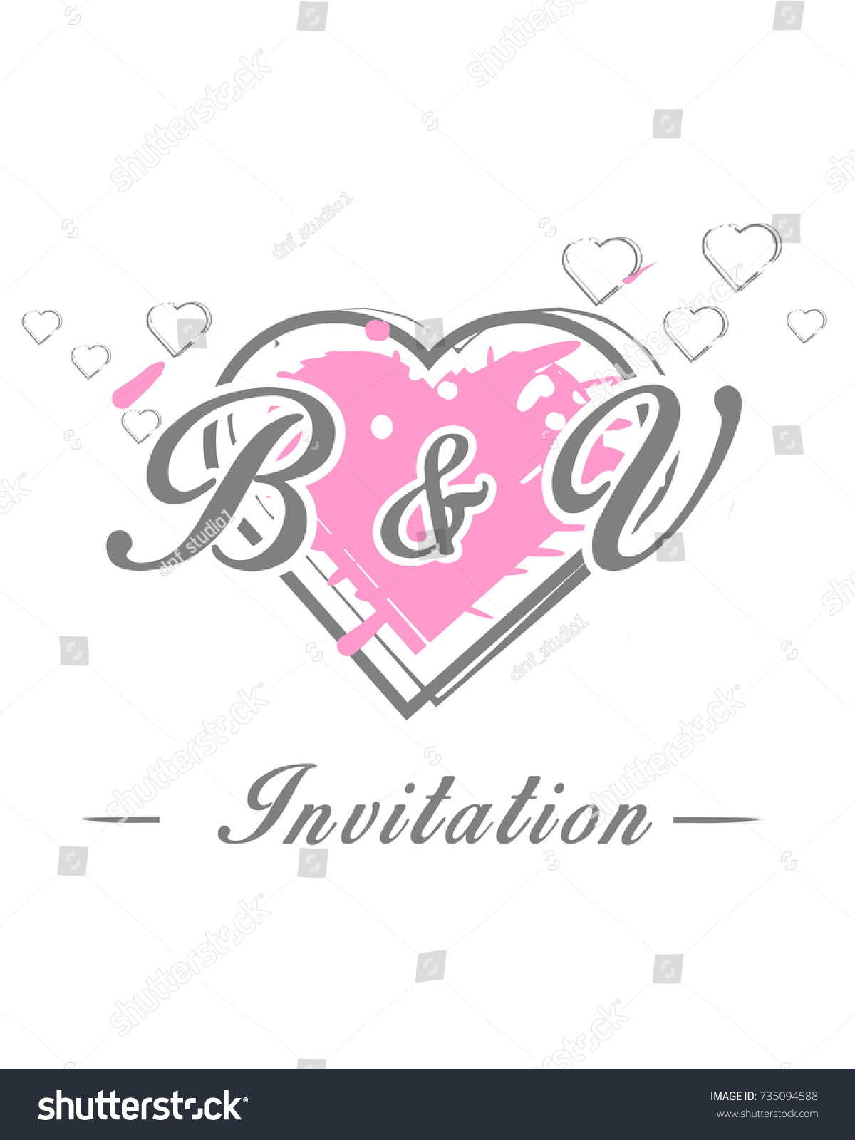 Initial B V Wedding Invitation Logo Stock Vector Royalty Free