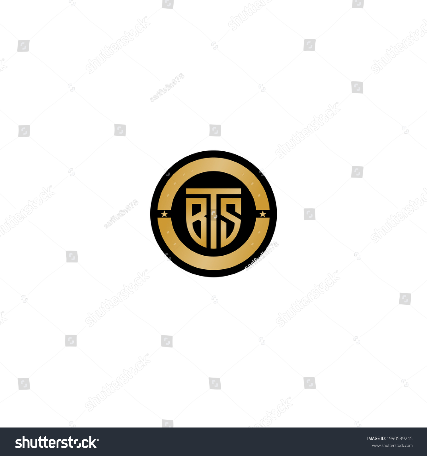 SVG of initial BTS in gold circle  svg