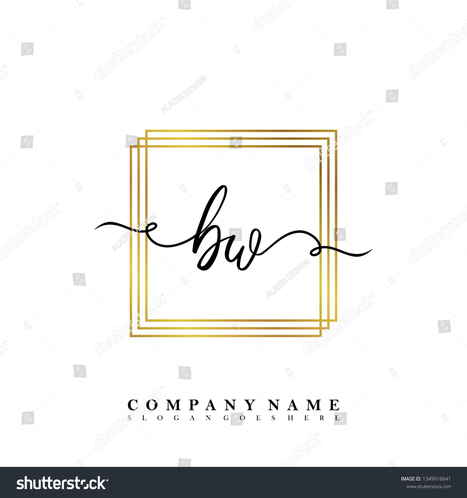 Initial Bw Handwriting Logo Stock Vector Royalty Free