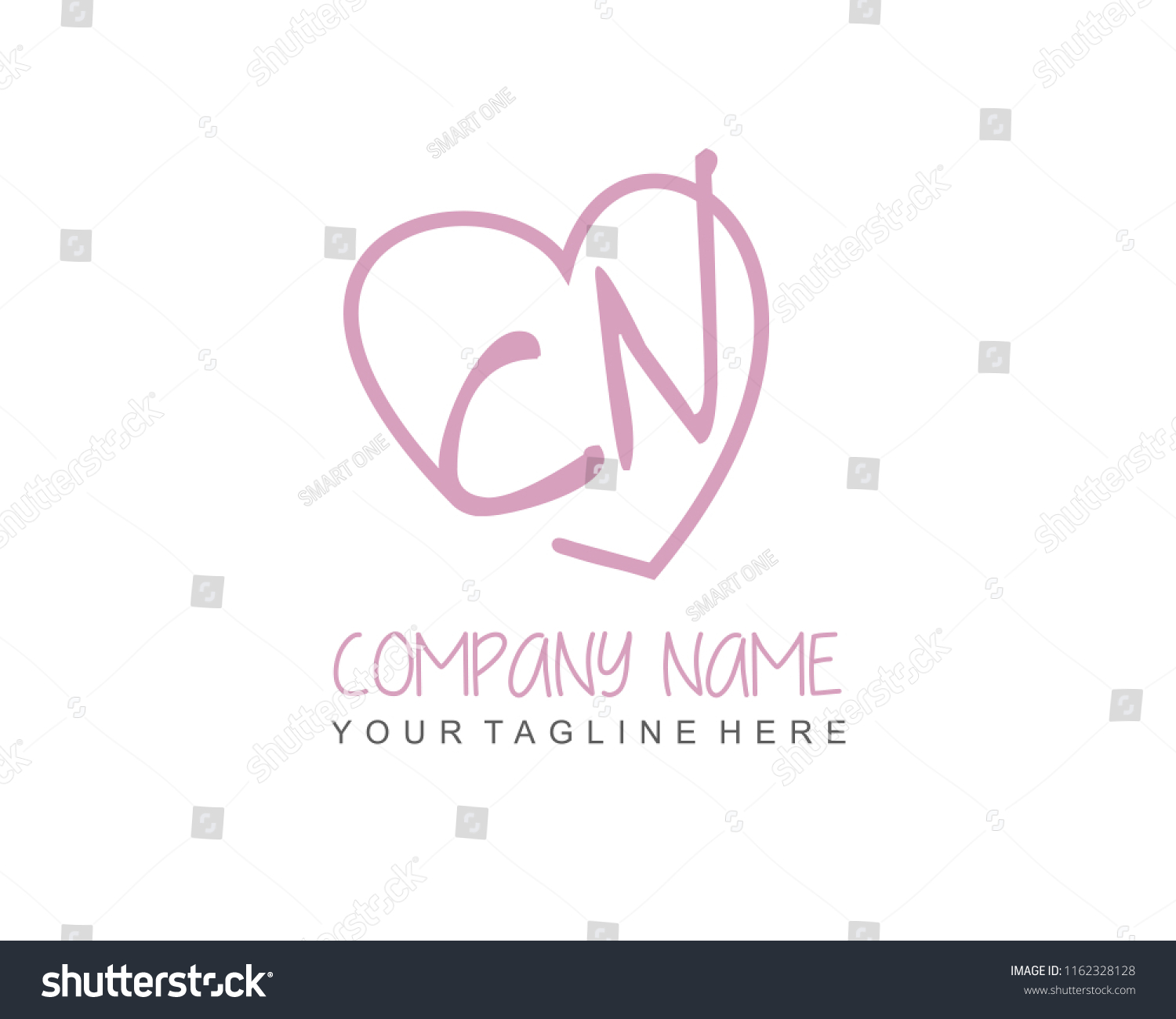 Initial C N Love Logo Template Stock Vector Royalty Free