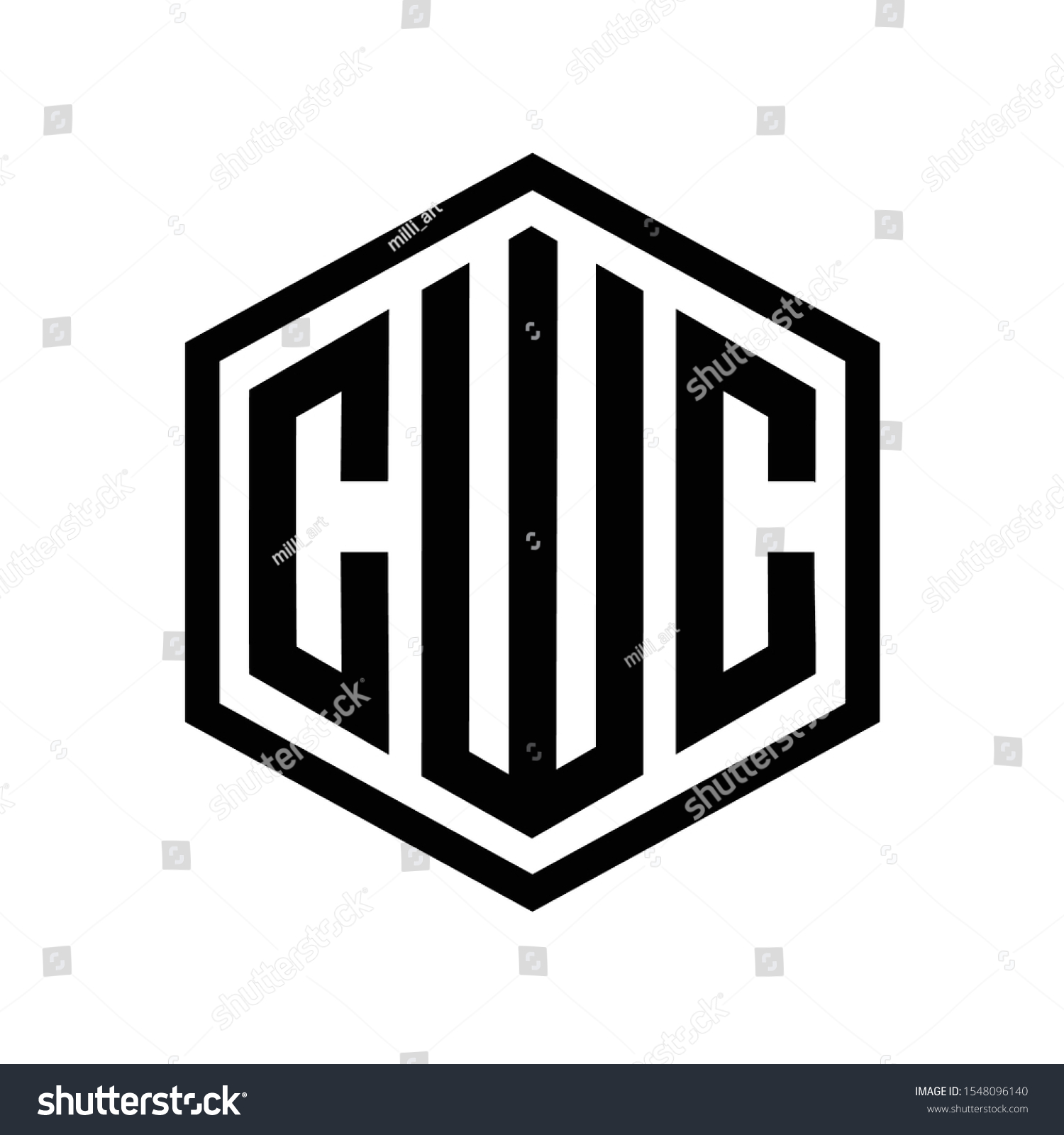 Initial Cwc Hexagon Monogram Cool Modern Stock Vector (Royalty Free ...