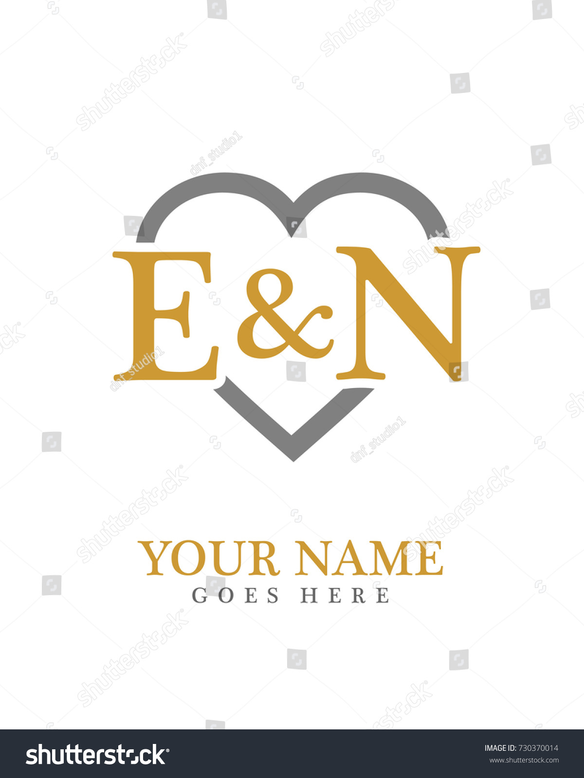 Initial E N Love Background Logo Stock Vector Royalty Free
