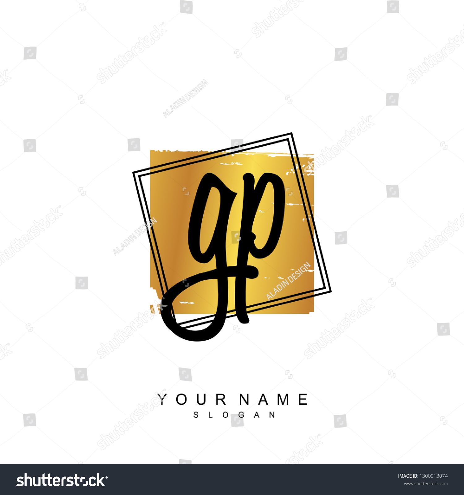 Initial Gp Handwriting Logo Vector Stock Vector Royalty Free 1300913074 Shutterstock