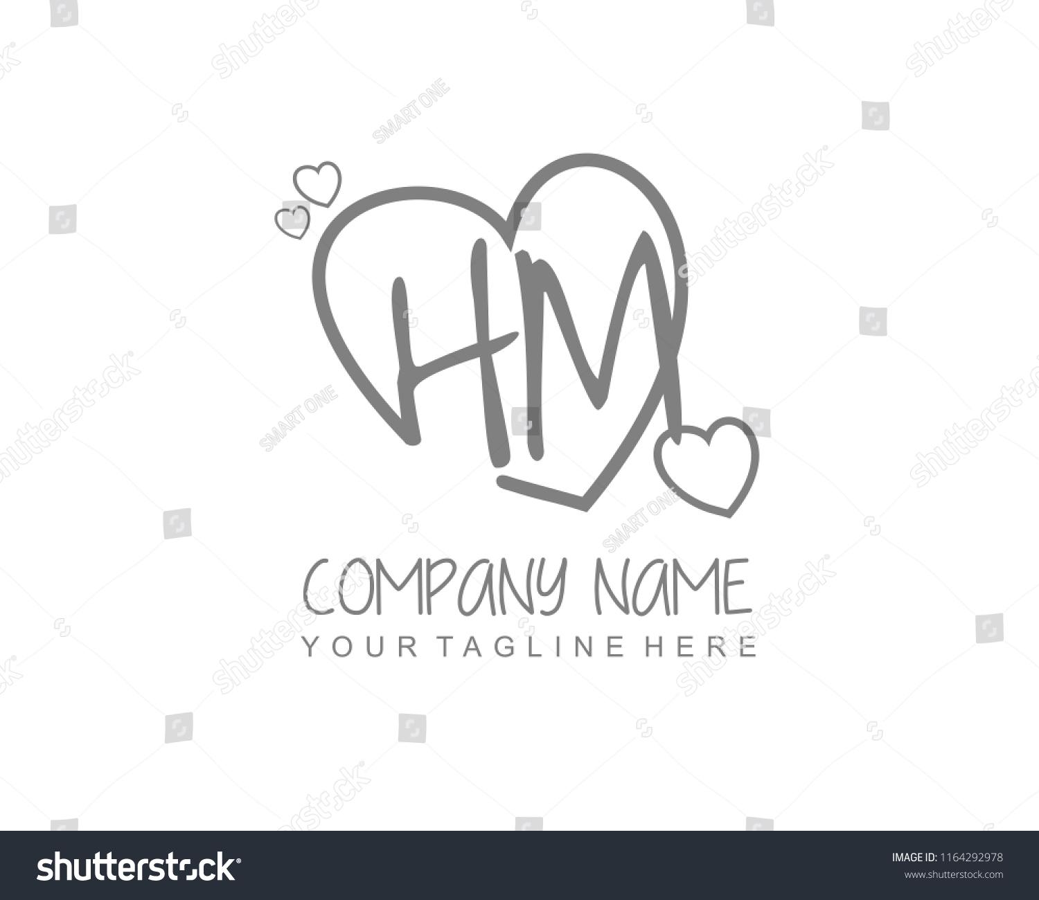 Initial H M Love Logo Template Stock Vector Royalty Free 1164292978