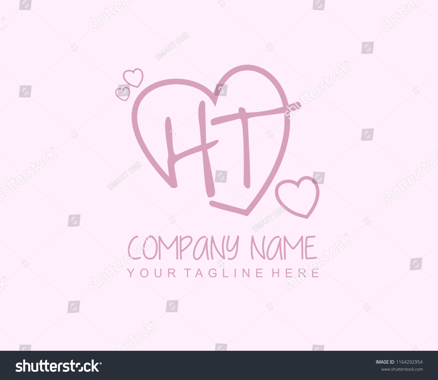 Initial H T Love Logo Template Stock Image Download Now