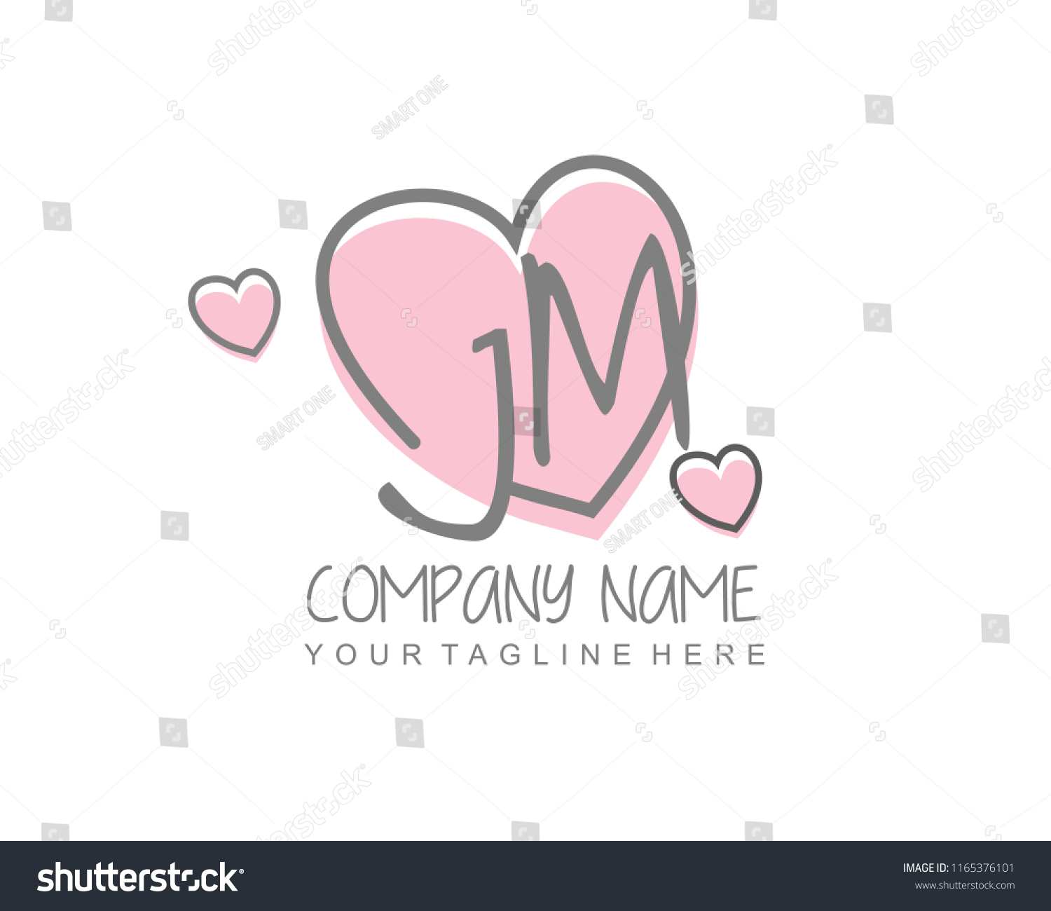 Initial J M Love Logo Template Stock Vector Royalty Free