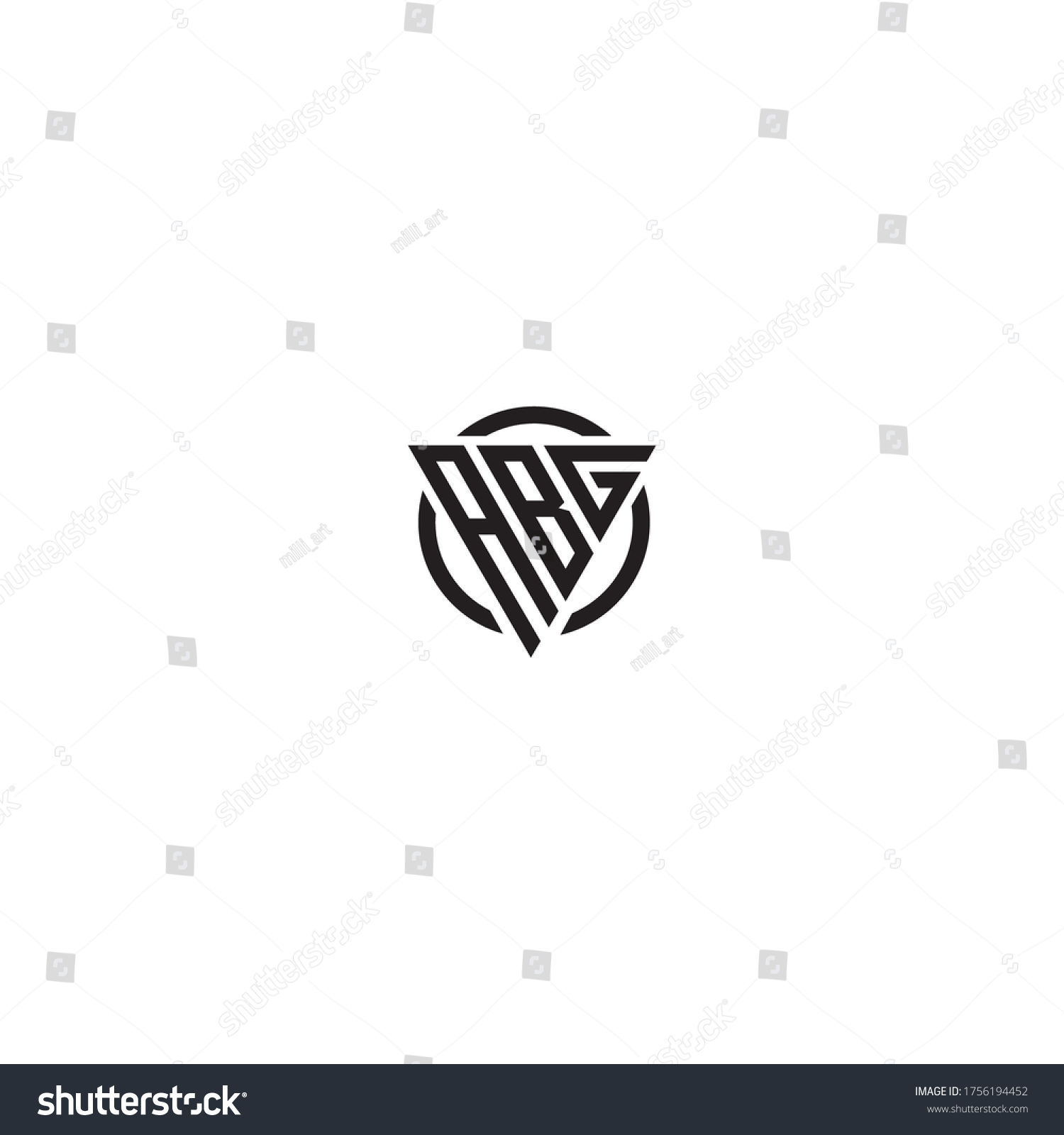 SVG of Initial Letter ABG triangle monogram cool modern logo svg