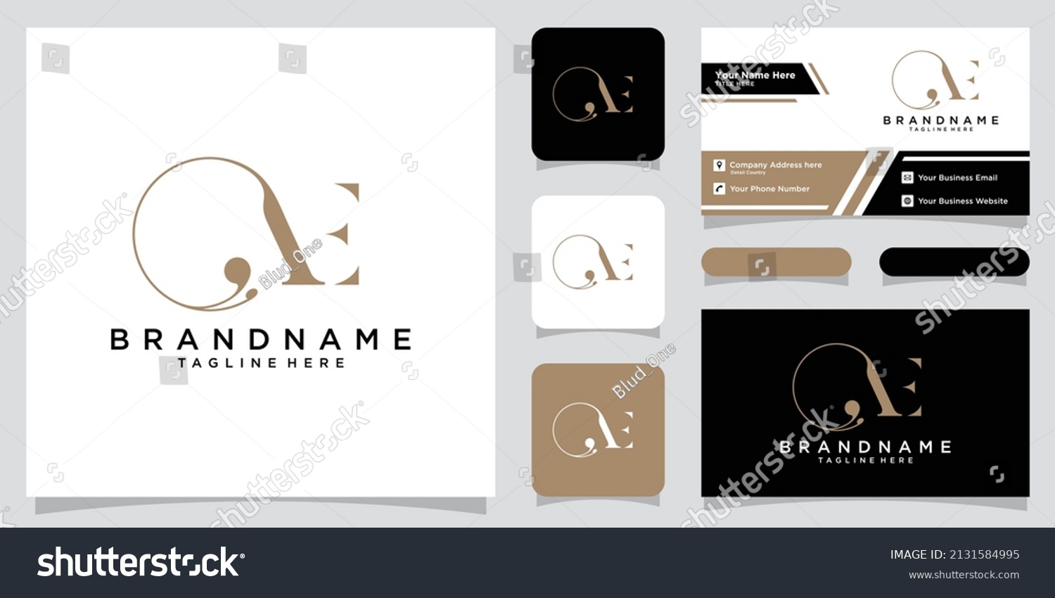 SVG of Initial letter AE luxury Logo design with business card design svg