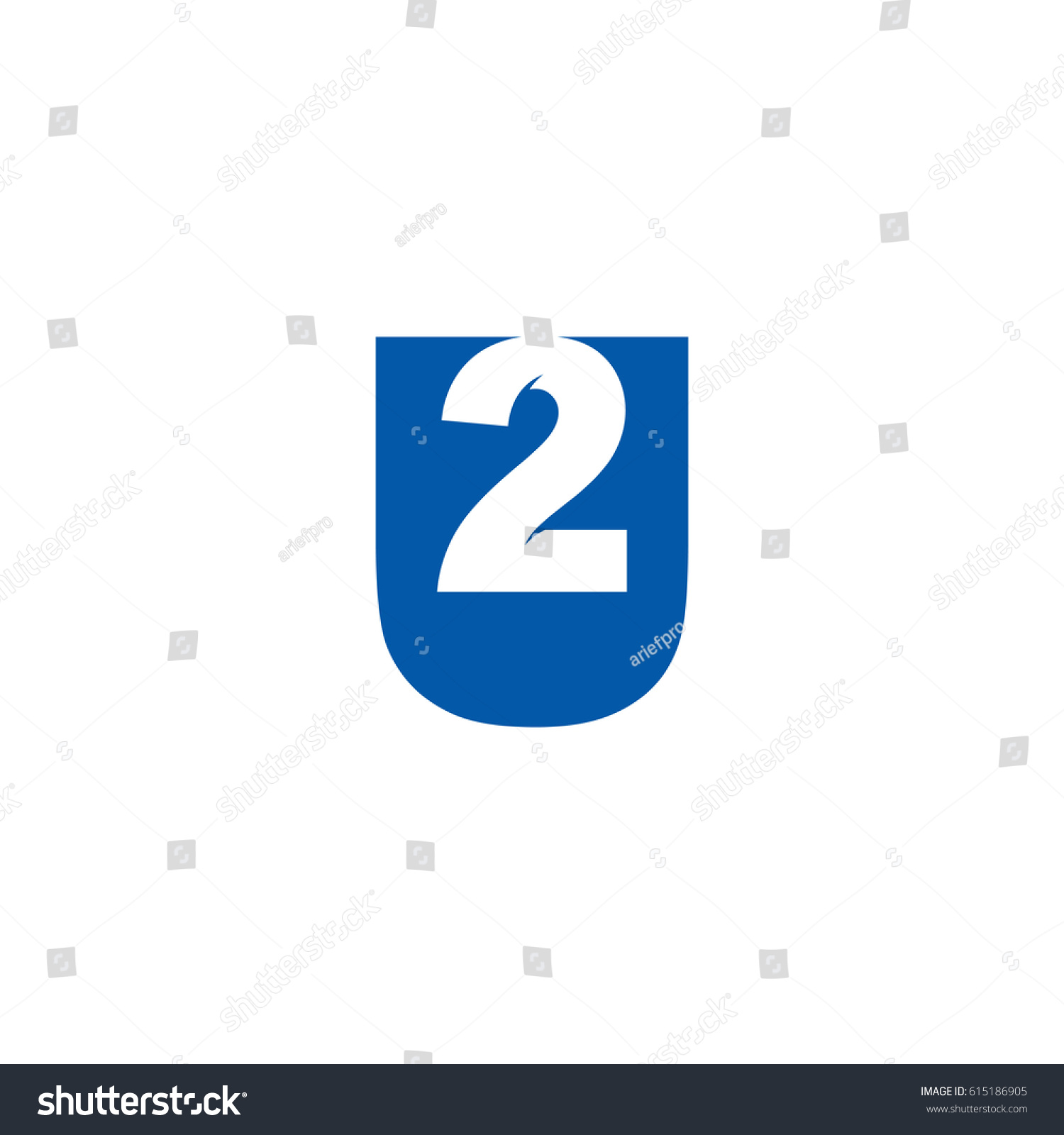 SVG of Initial letter and number logo, U and 2, 2U, U2, negative space blue svg