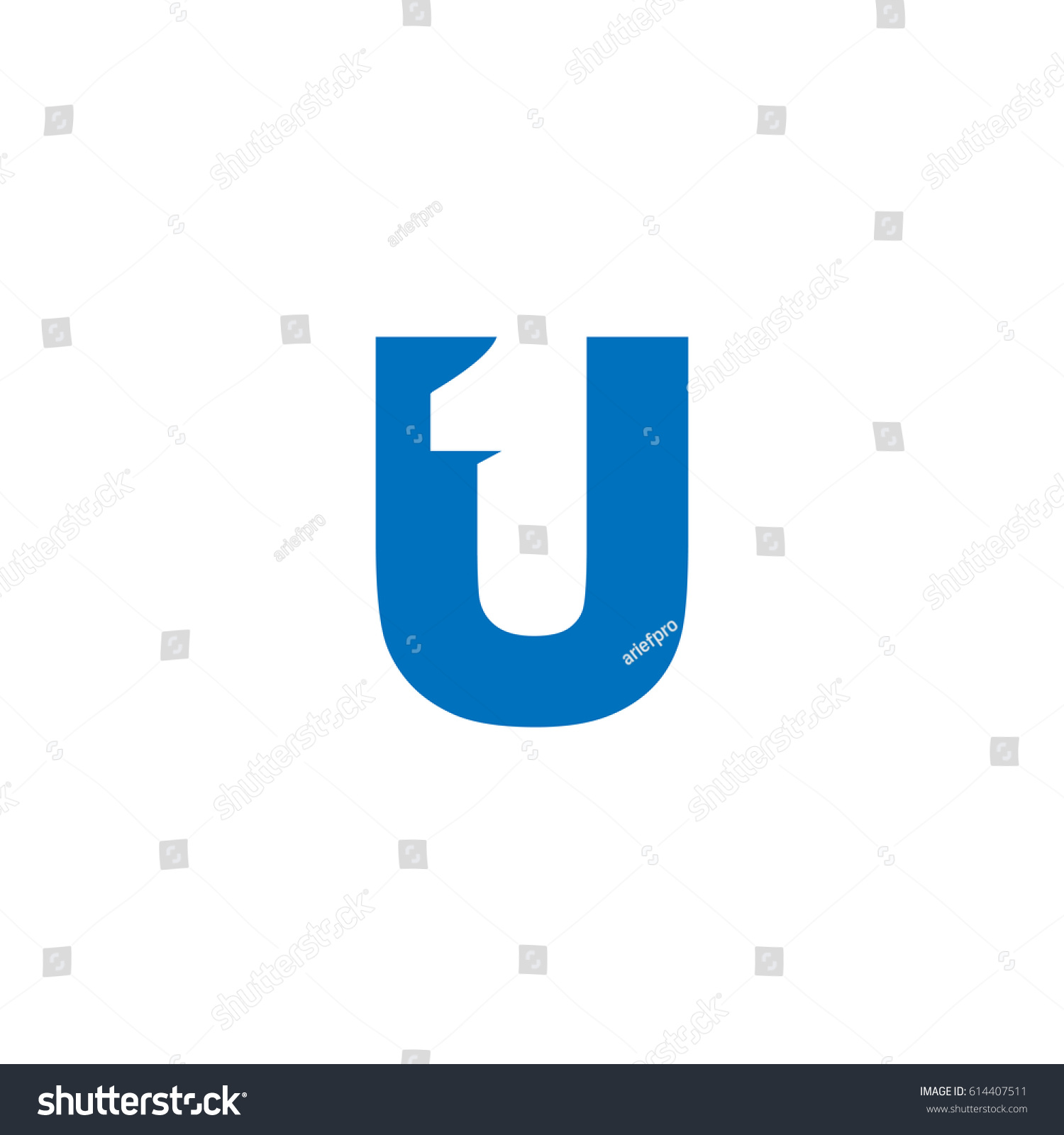 Initial Letter Number Logo U 1 Stock Vector Royalty Free