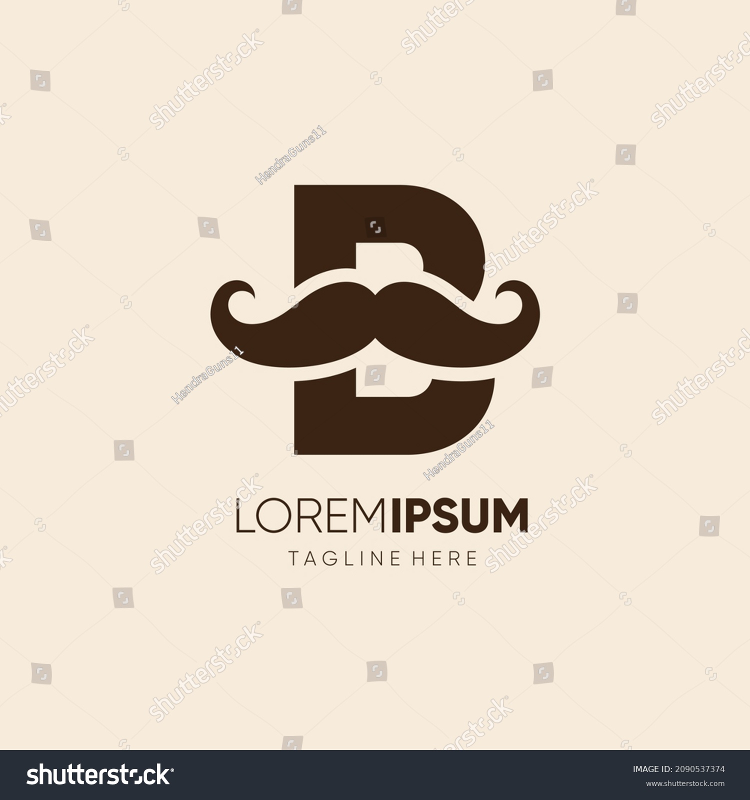 Initial Letter B Mustache Logo Design Stock Vector (Royalty Free ...