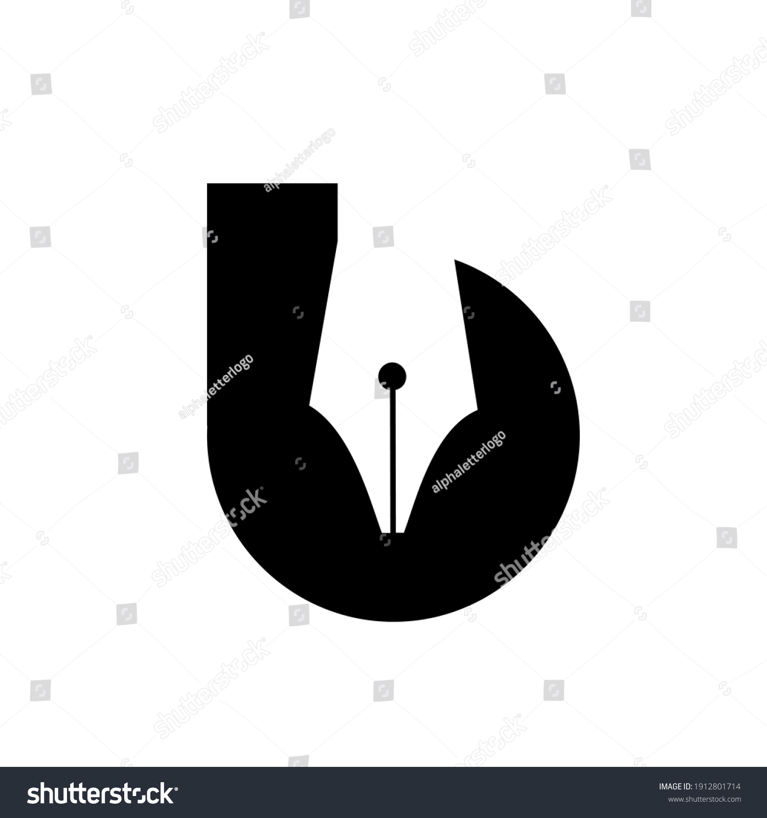 Initial Letter B Pen Nib Black Stock Vector (Royalty Free) 1912801714