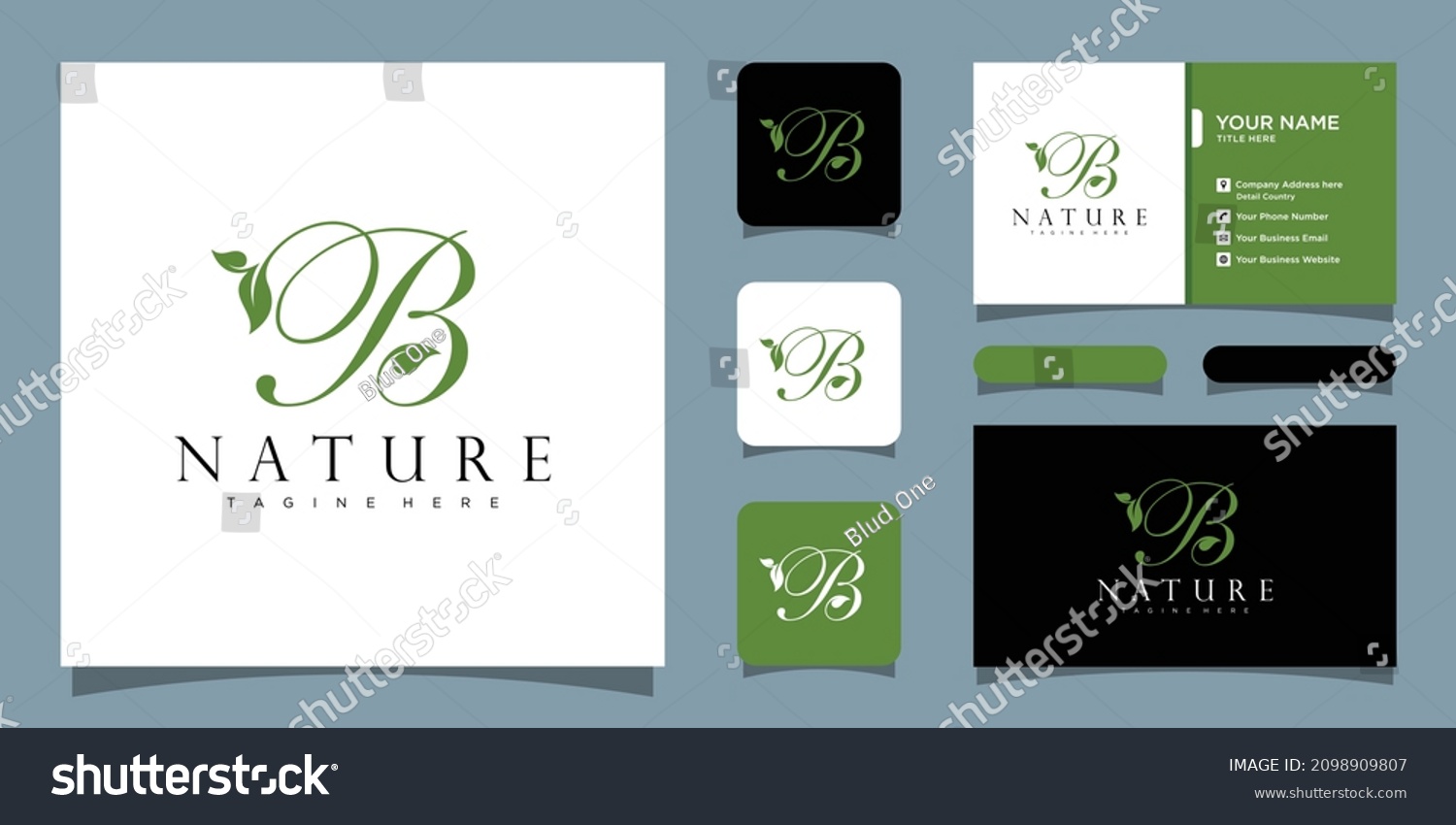 Initial Letter B Leaf Luxury Logo Stock Vector (Royalty Free) 2098909807