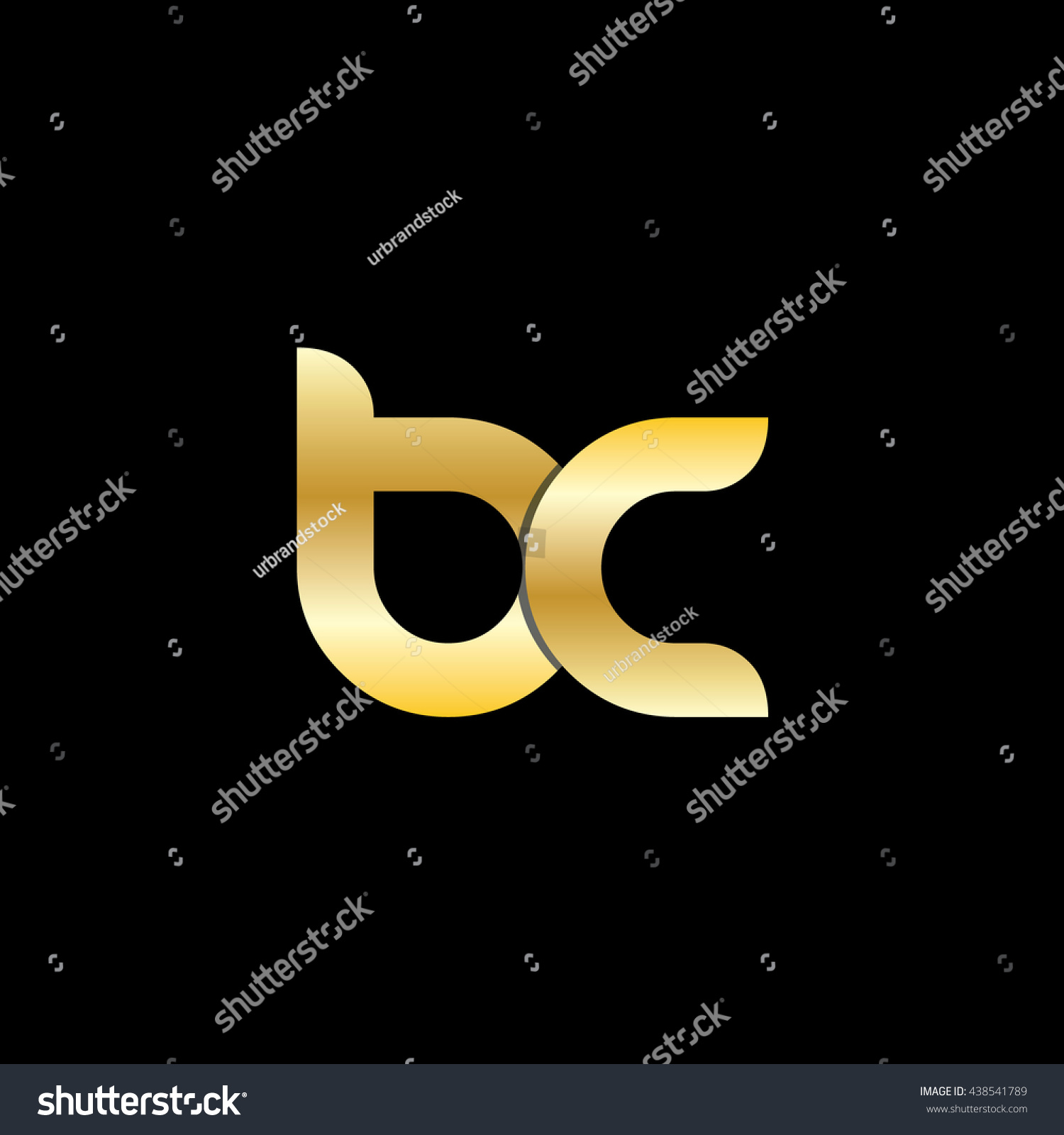 Initial Letter Bc Circle Lowercase Logo Gold Black Background Stock ...