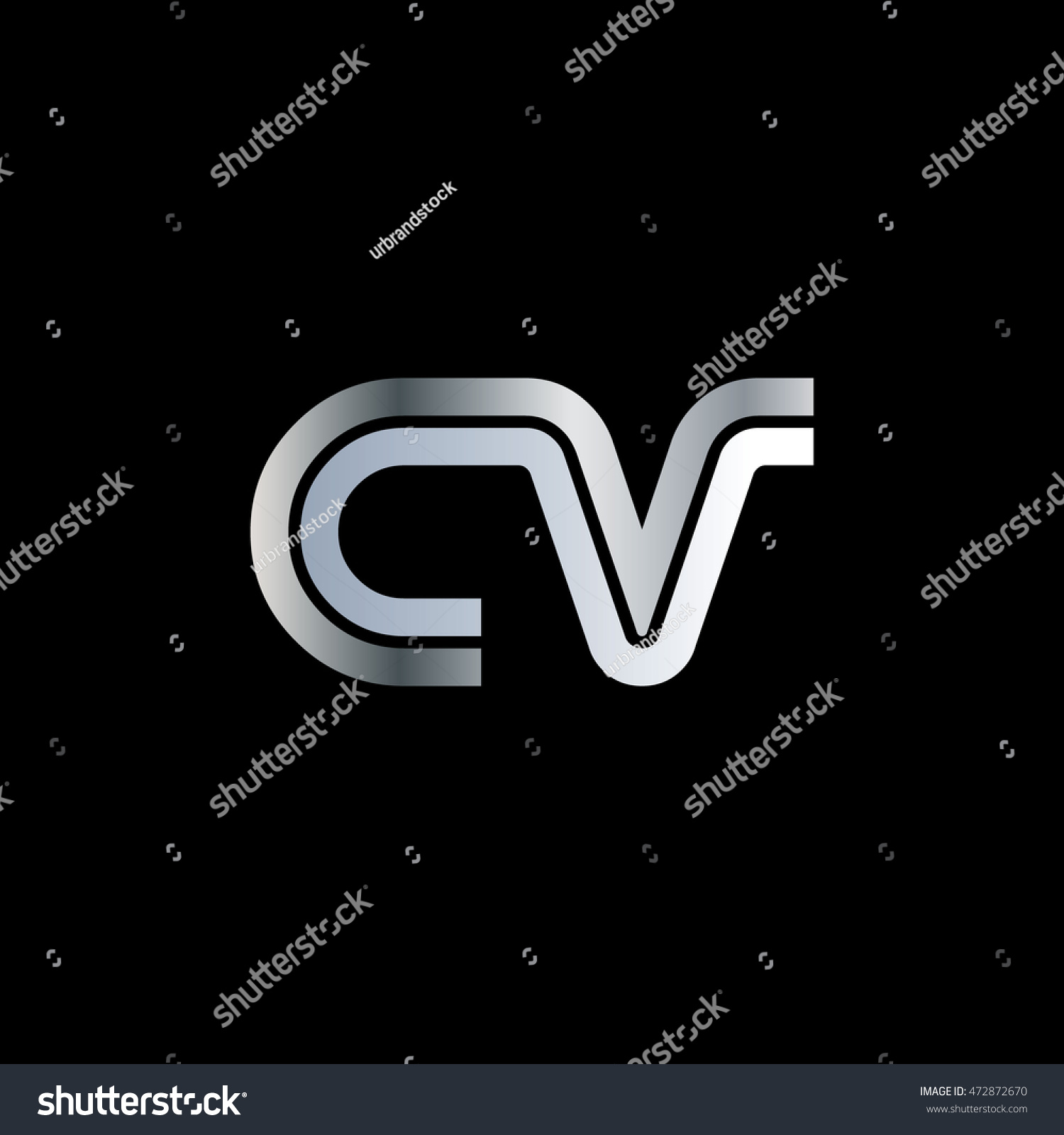 initial letter cv linked font logo stock vector 472872670