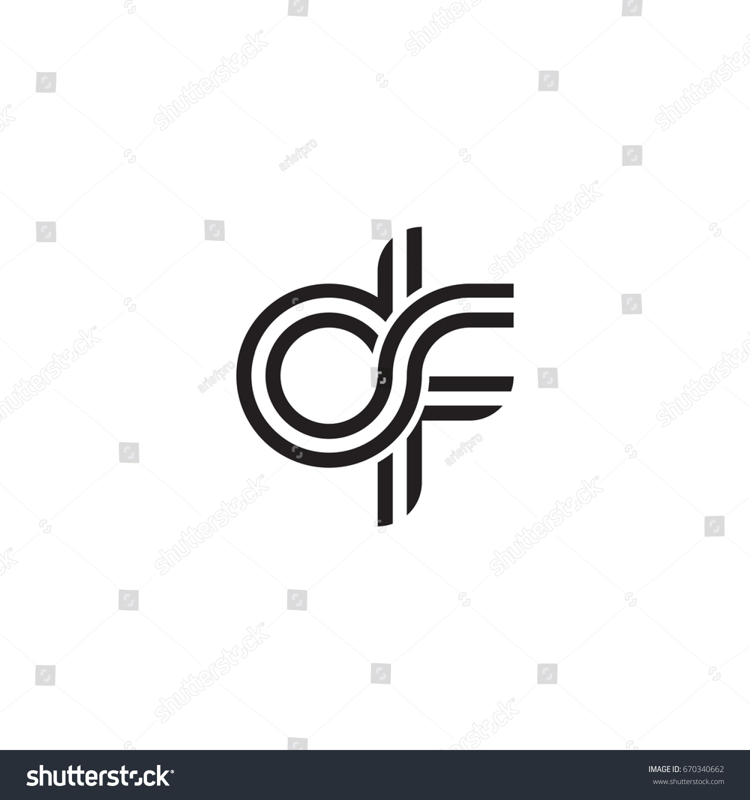 Initial Letter Df Linked Outline Rounded Stock Vector (Royalty Free ...