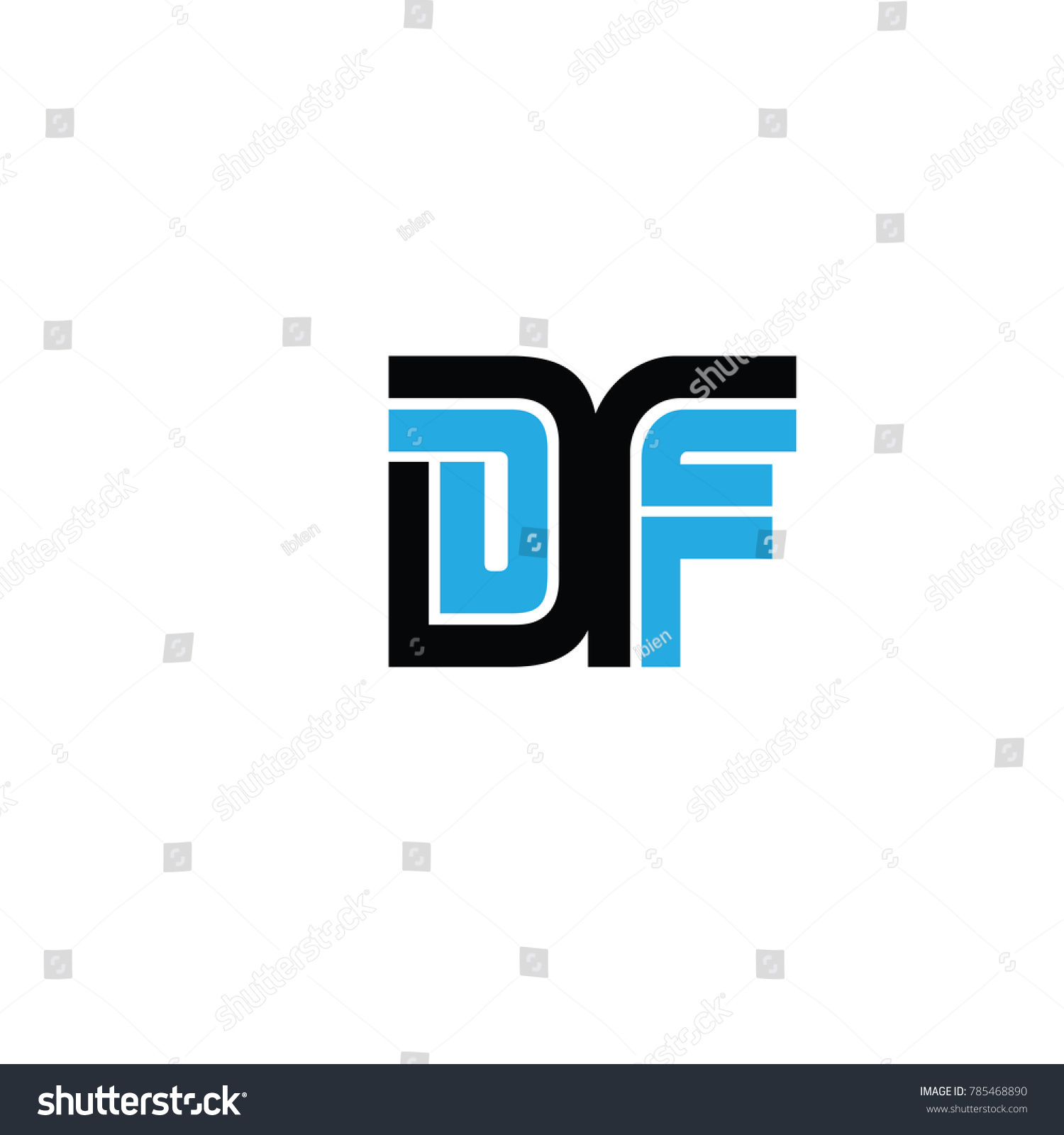 Initial Letter Df Linked Round Lowercase Stock Vector (Royalty Free ...