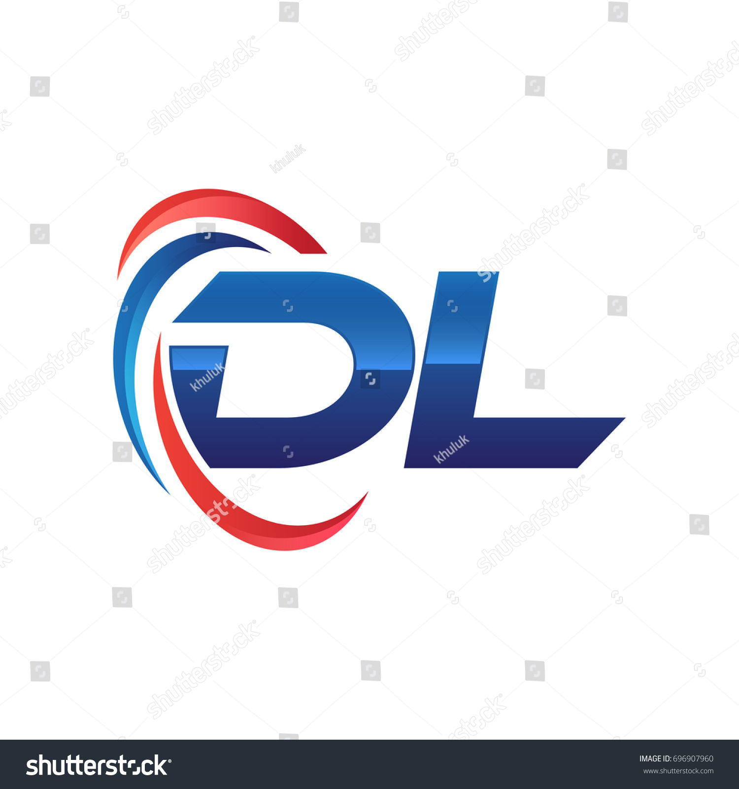 Initial Letter Dl Logo Swoosh Red Stock Vector Royalty Free 696907960