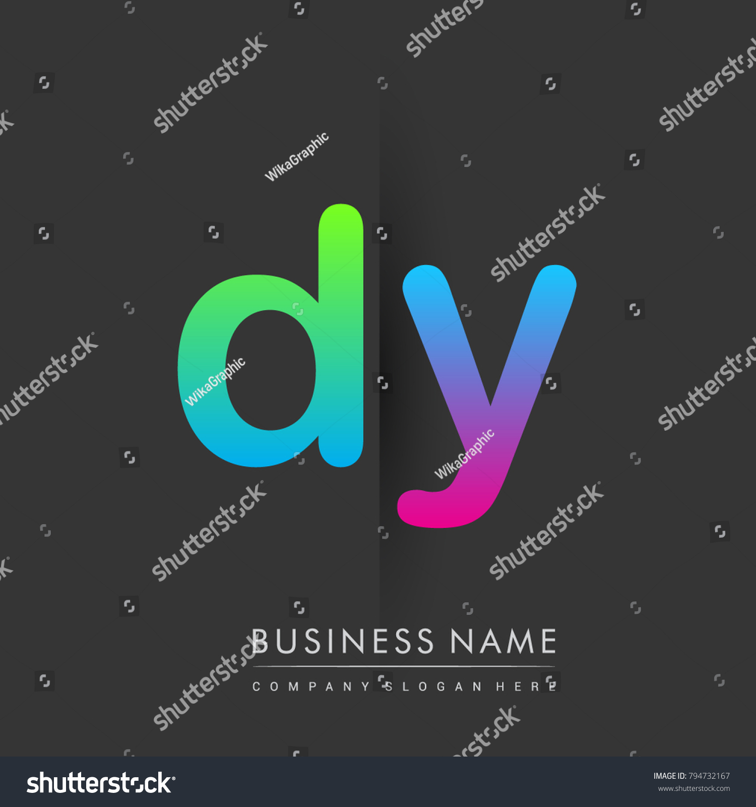 Initial Letter Dy Lowercase Logo Green Stock Vector (Royalty Free ...