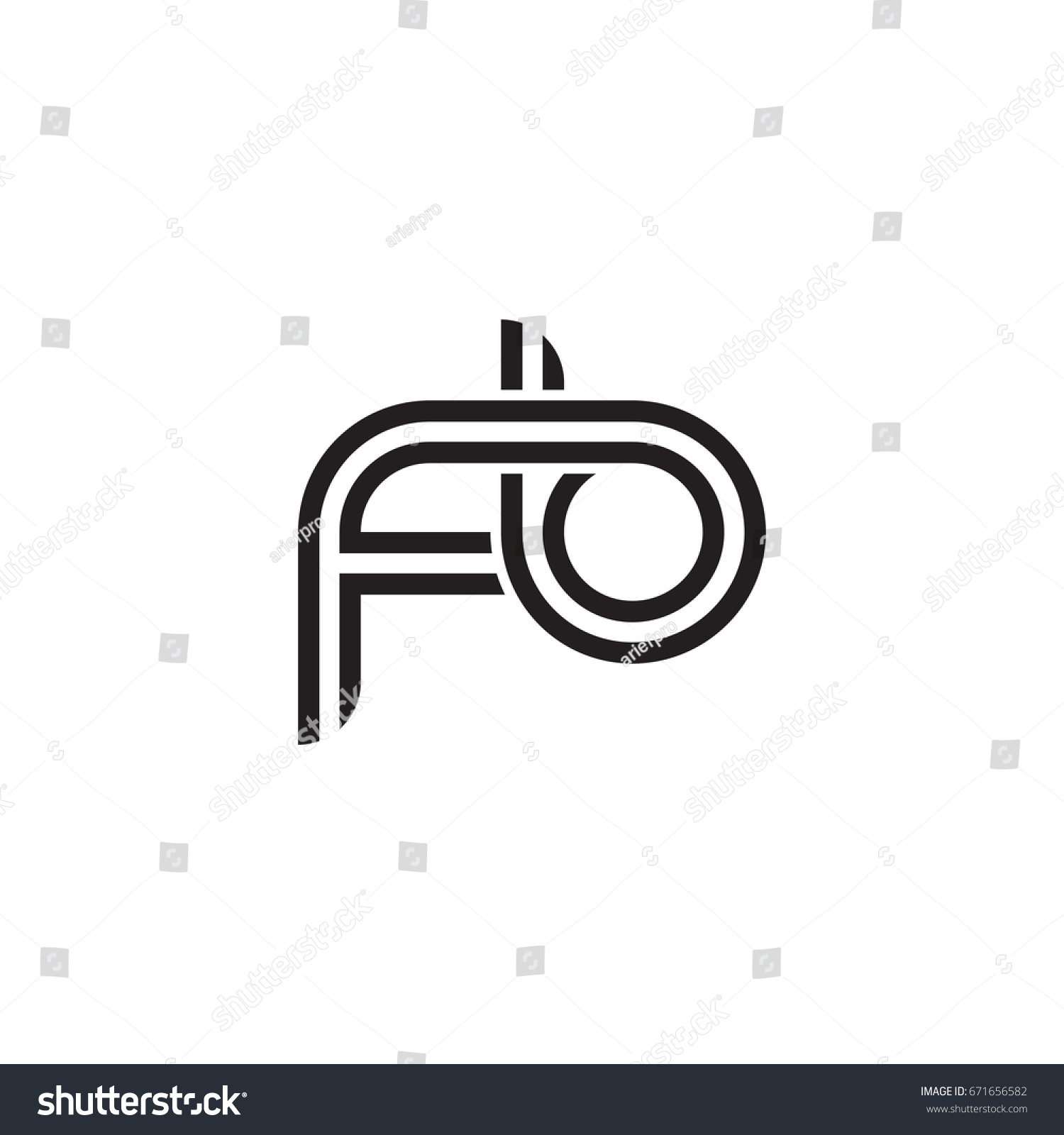 Initial Letter Fb Linked Outline Rounded Stock Vector Royalty Free