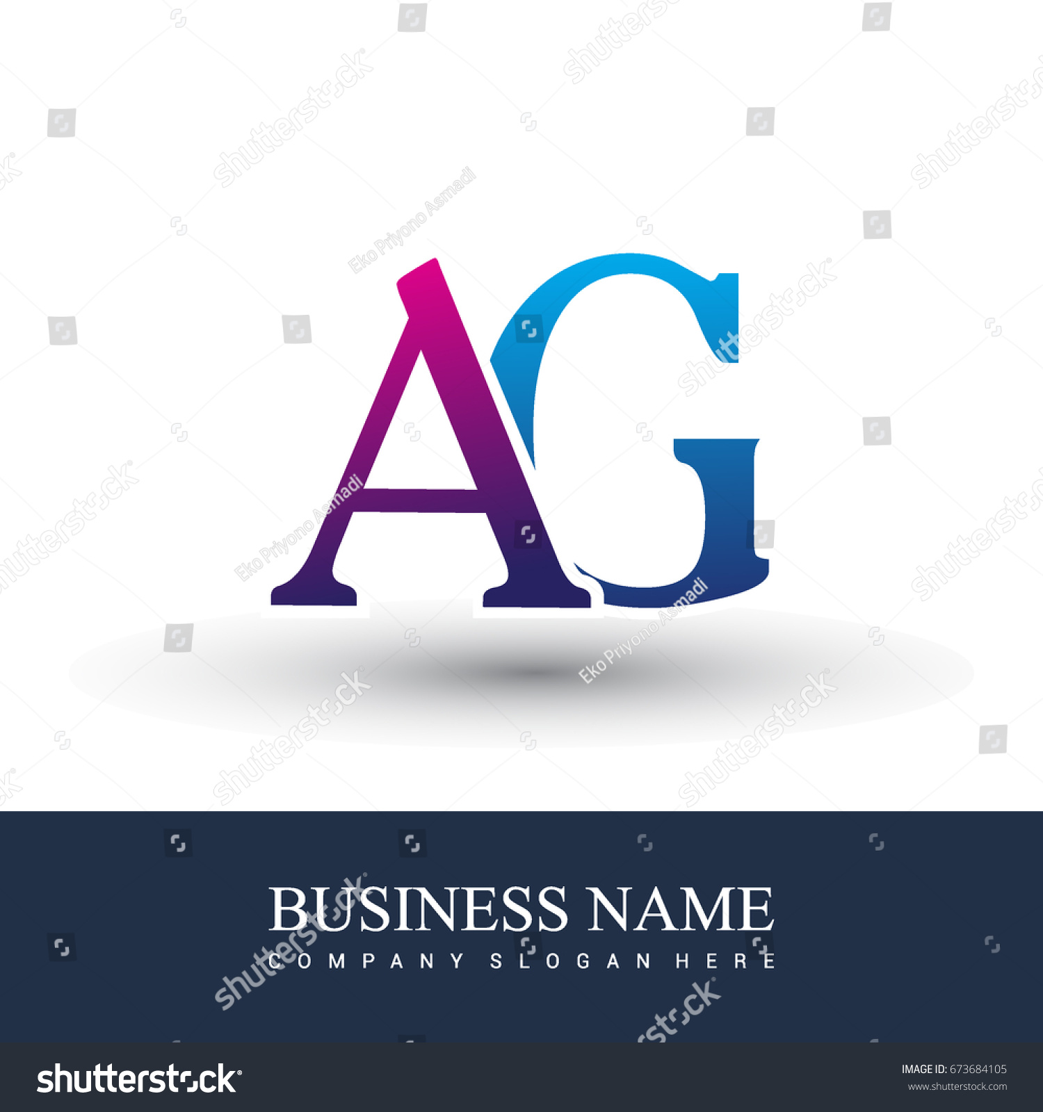 Initial Letter Logo Ag Colored Red Stock Vector Royalty Free