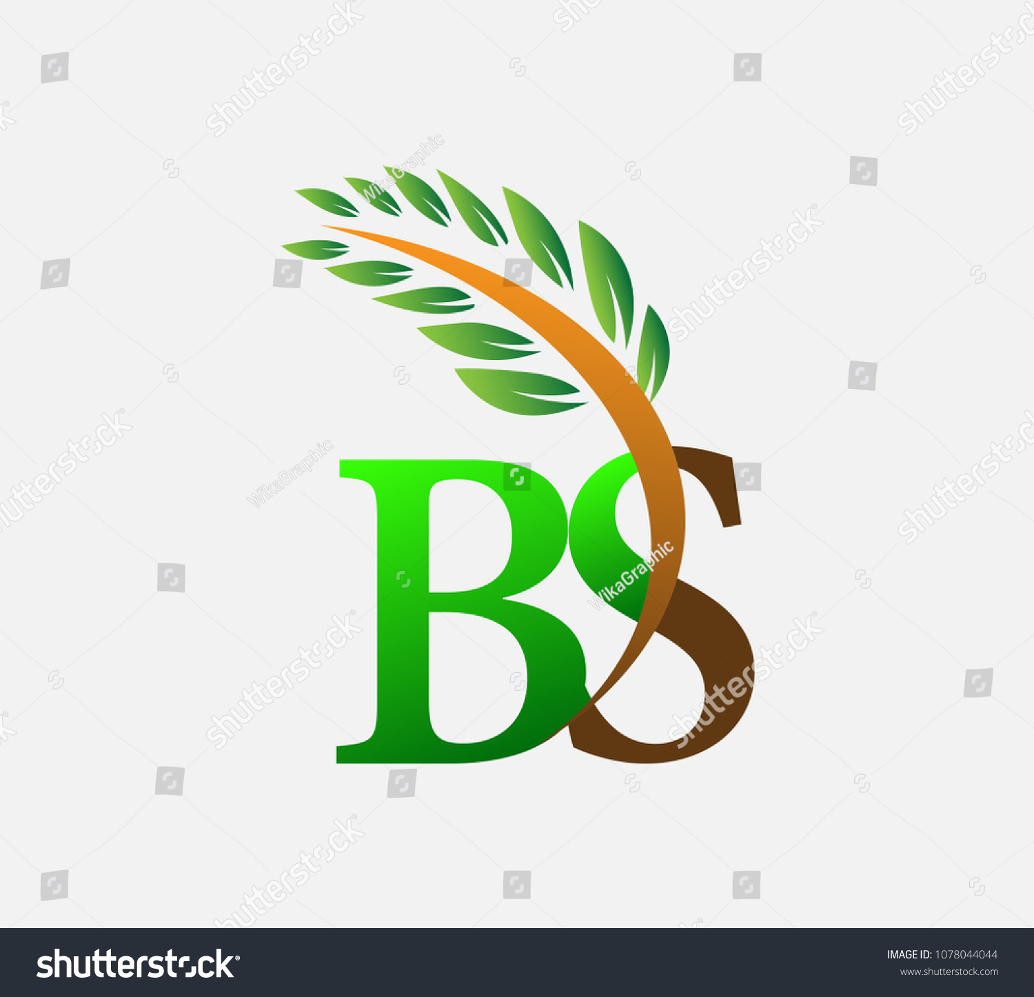 Initial Letter Logo Bs Agriculture Wheat Stock Vector Royalty Free 1078044044