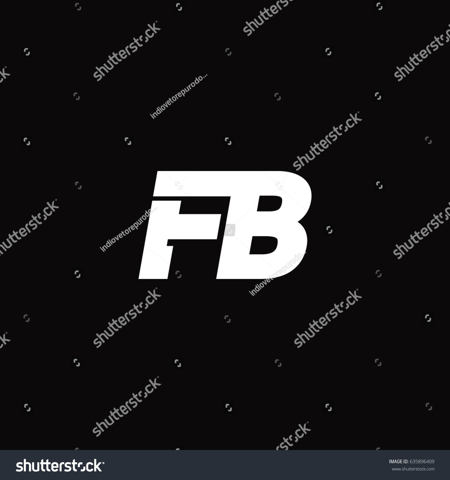 Initial Letter Logo Fb Black Background Stock Vector Royalty Free