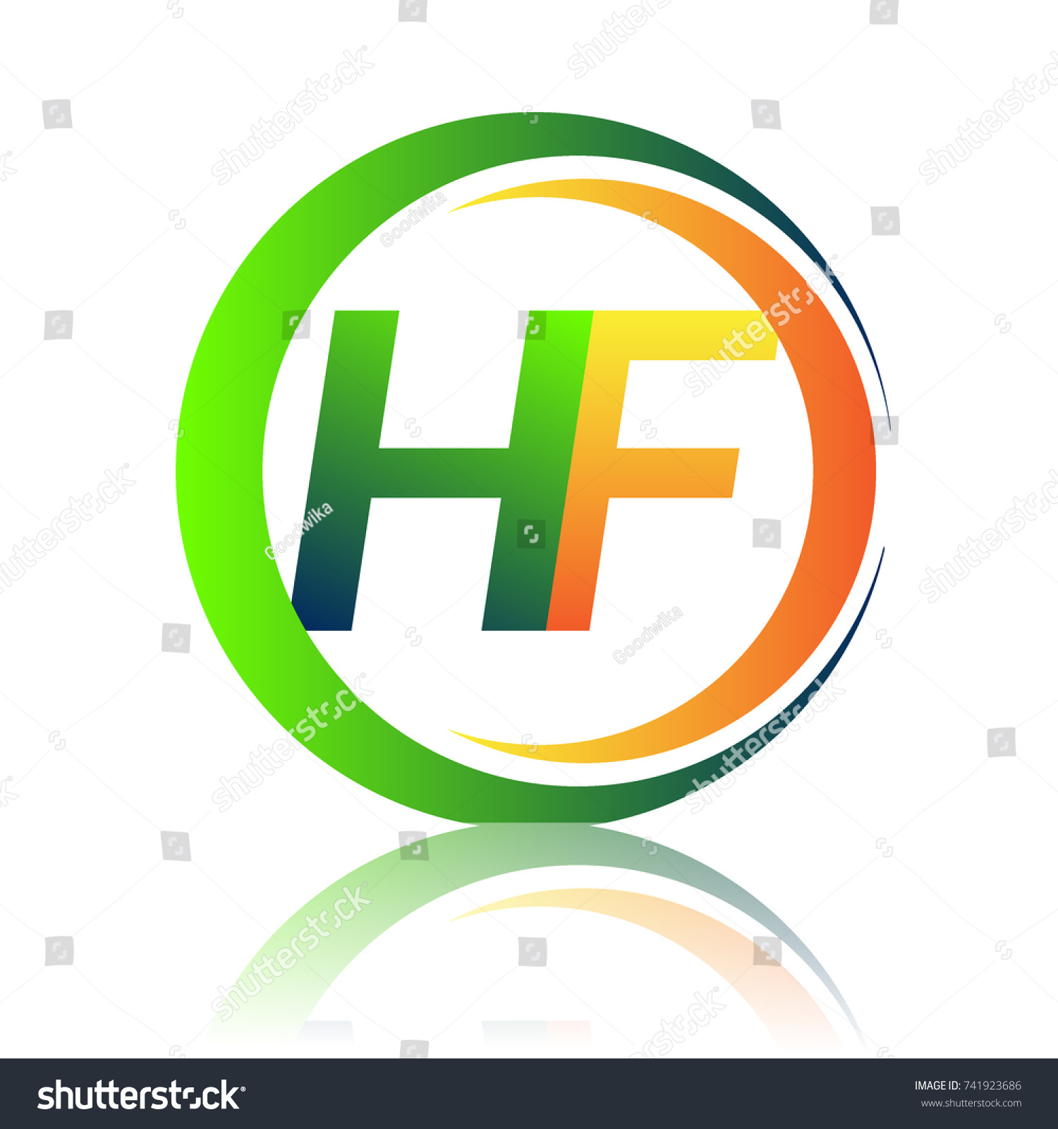 Initial Letter Logo Hf Company Name Stock Vector Royalty Free