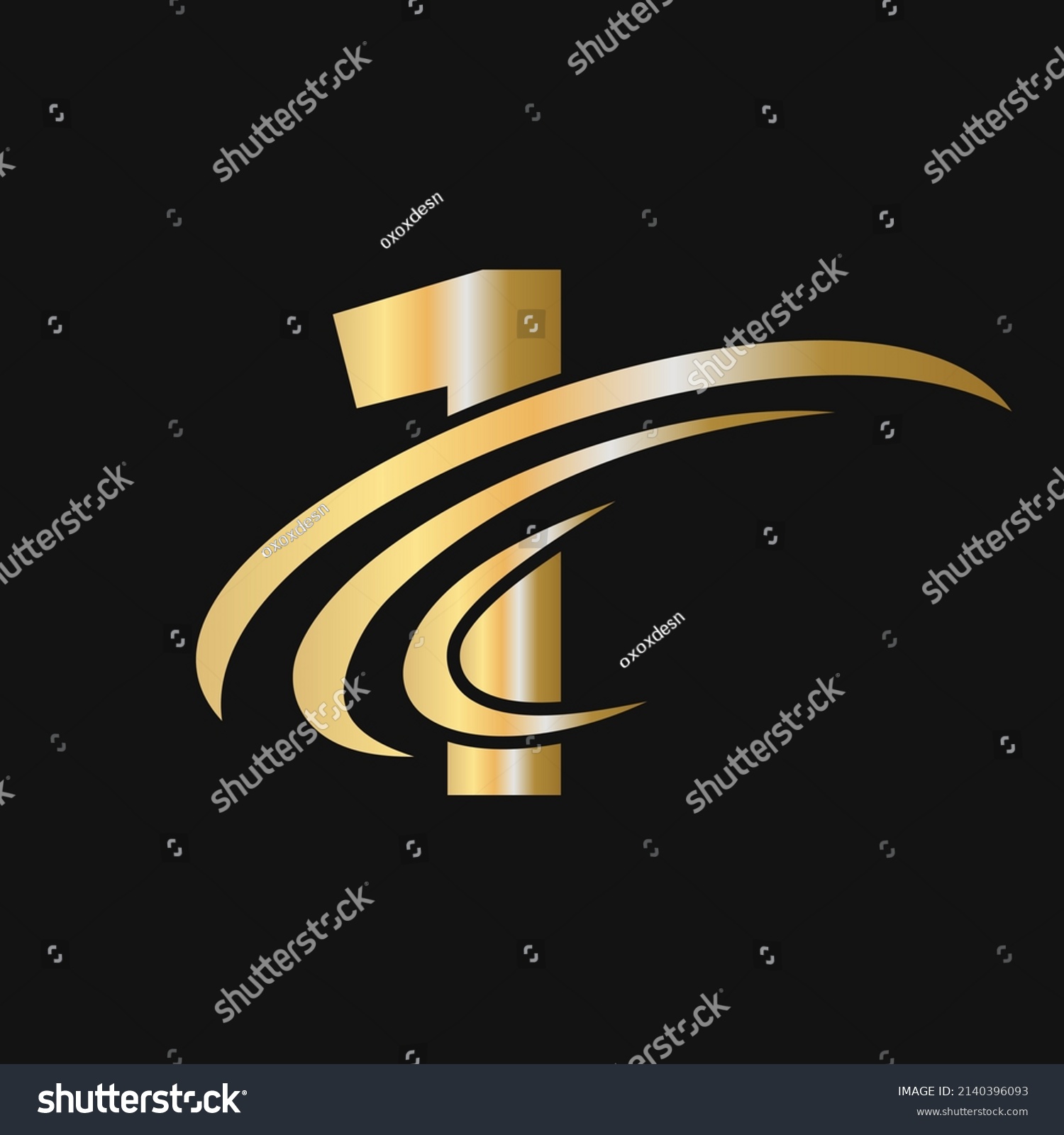 Initial 1 Letter Logo Luxury Concept Stock Vector (Royalty Free ...