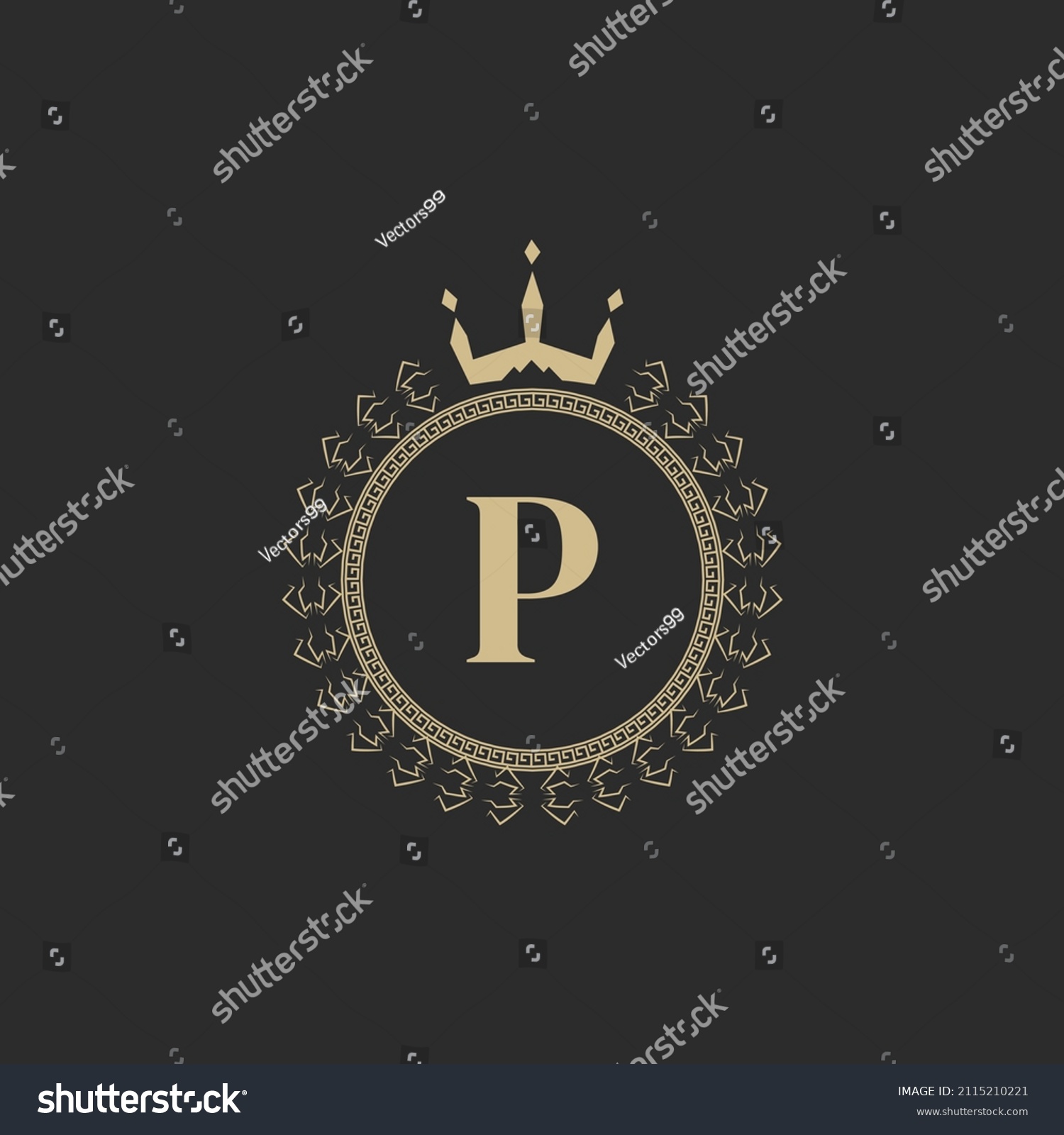 Initial Letter P Heraldic Royal Frame Stock Vector (Royalty Free ...