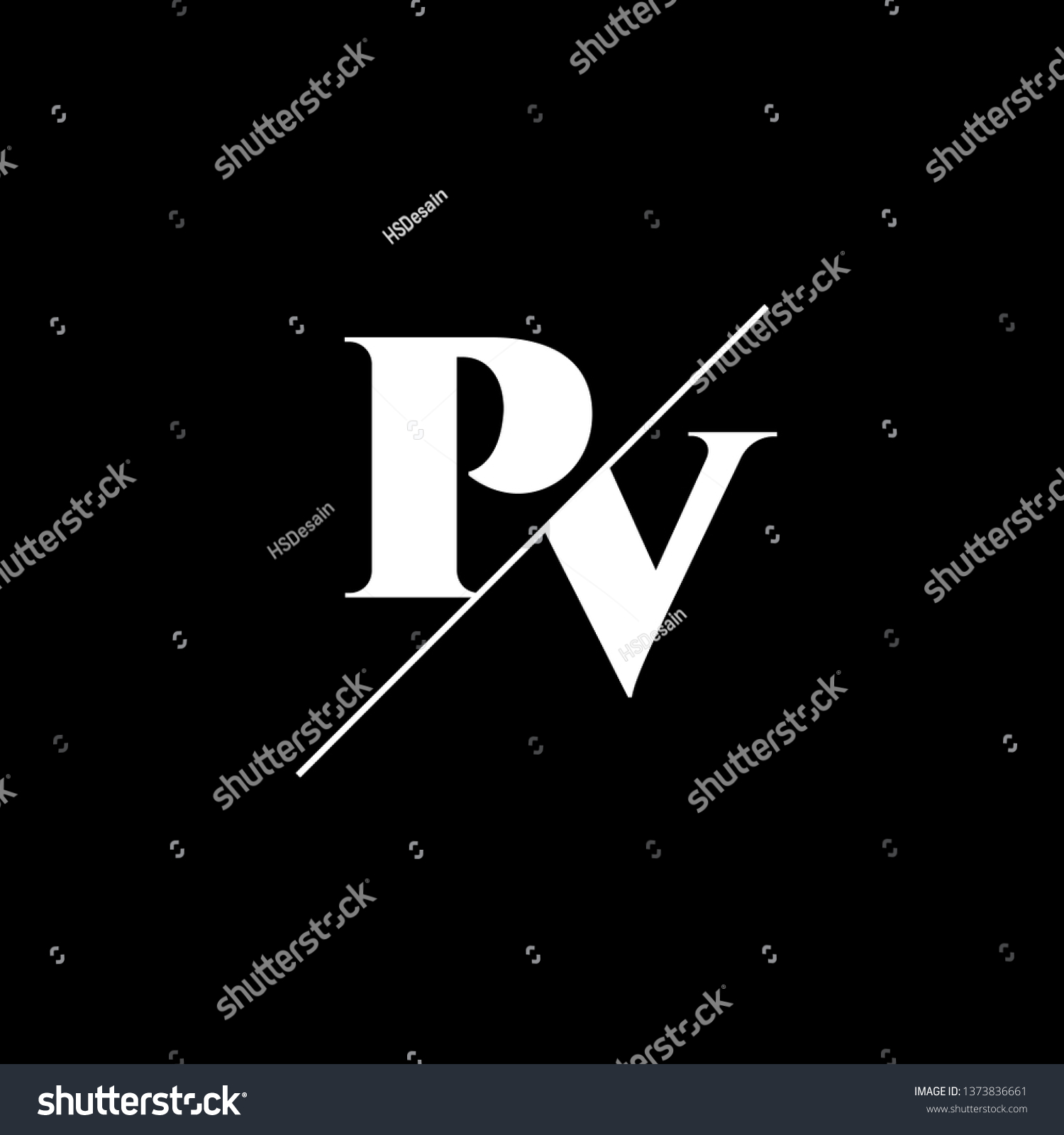 Initial Letter Pv Monogram Sliced Logo Stock Vector Royalty Free