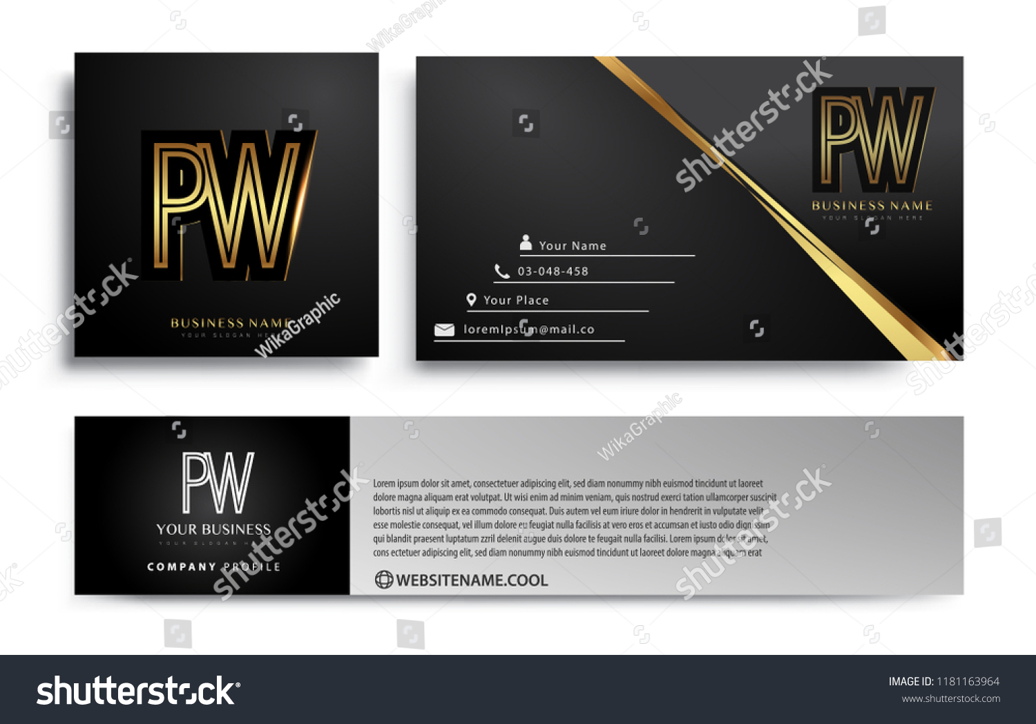 Initial Letter Pw Logotype Company Name Stock Vector