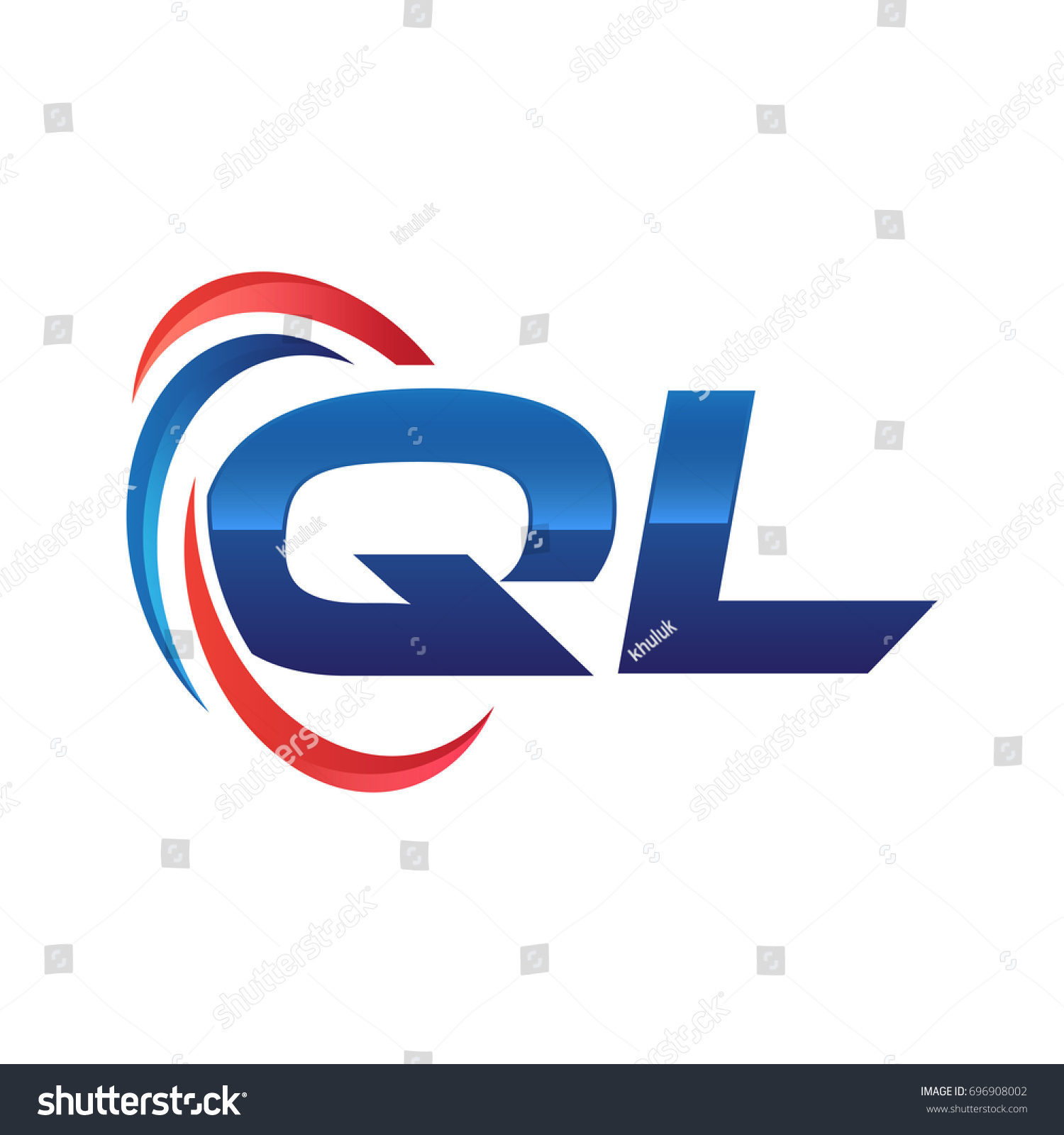 Initial Letter Ql Logo Swoosh Red Stock Vector (Royalty Free) 696908002