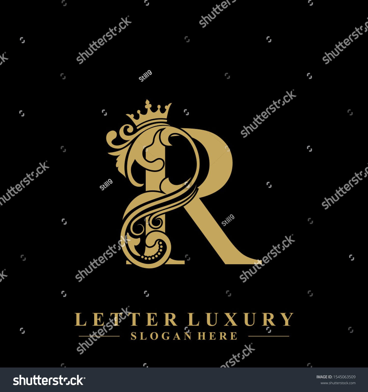 Initial Letter R Luxury Beauty Flourishes เวกเตอรสตอก ปลอดคาลขสทธ