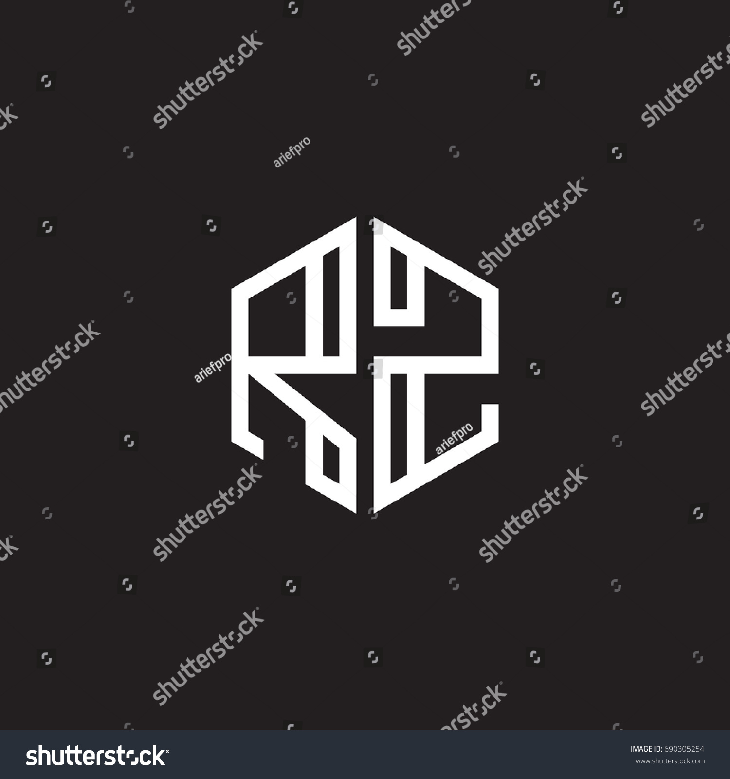 Initial Letter Rz Minimalist Line Art Stock Vector 690305254 - Shutterstock