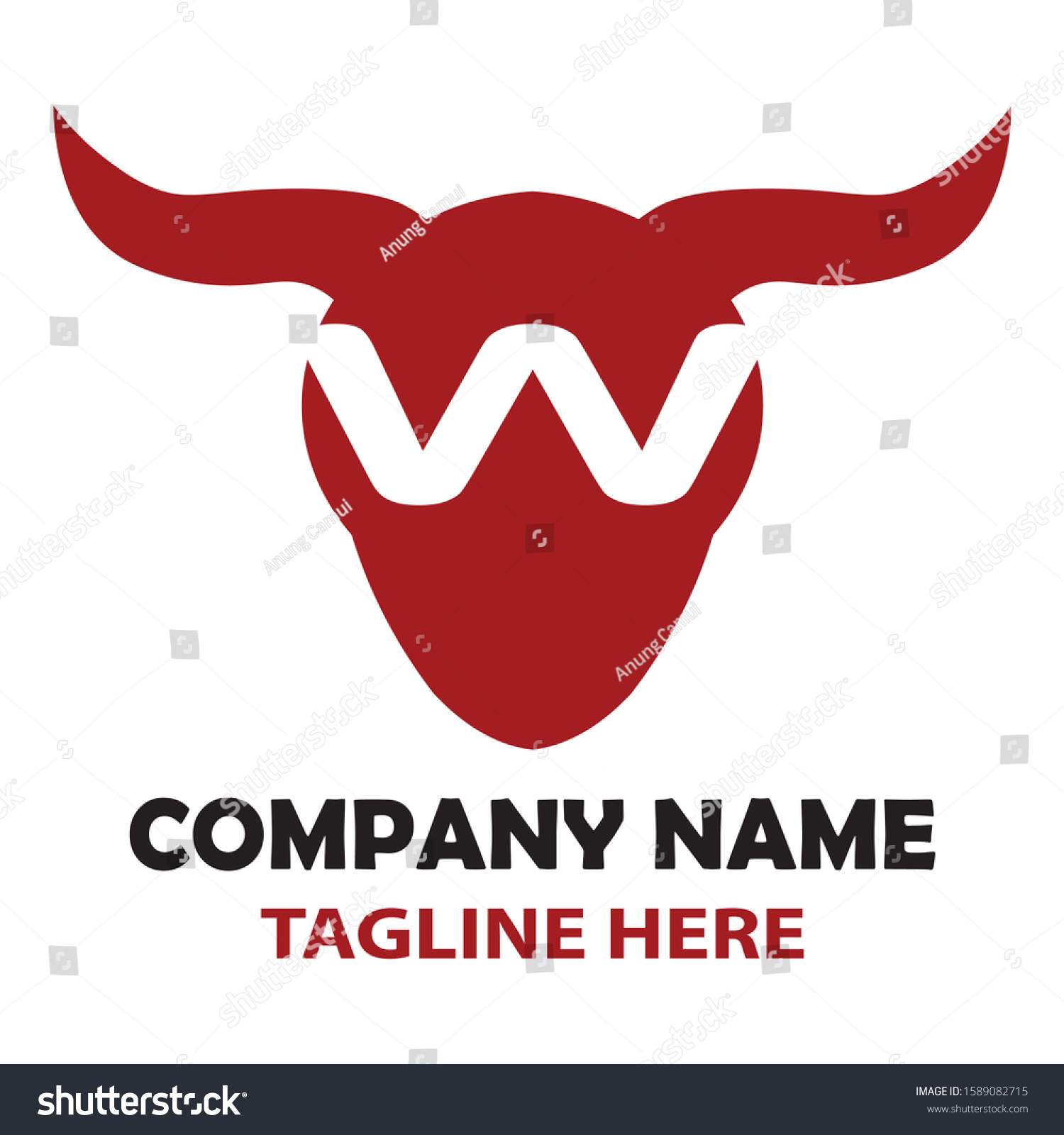 Initial Letter W Red Bull Shape Stock Vector Royalty Free