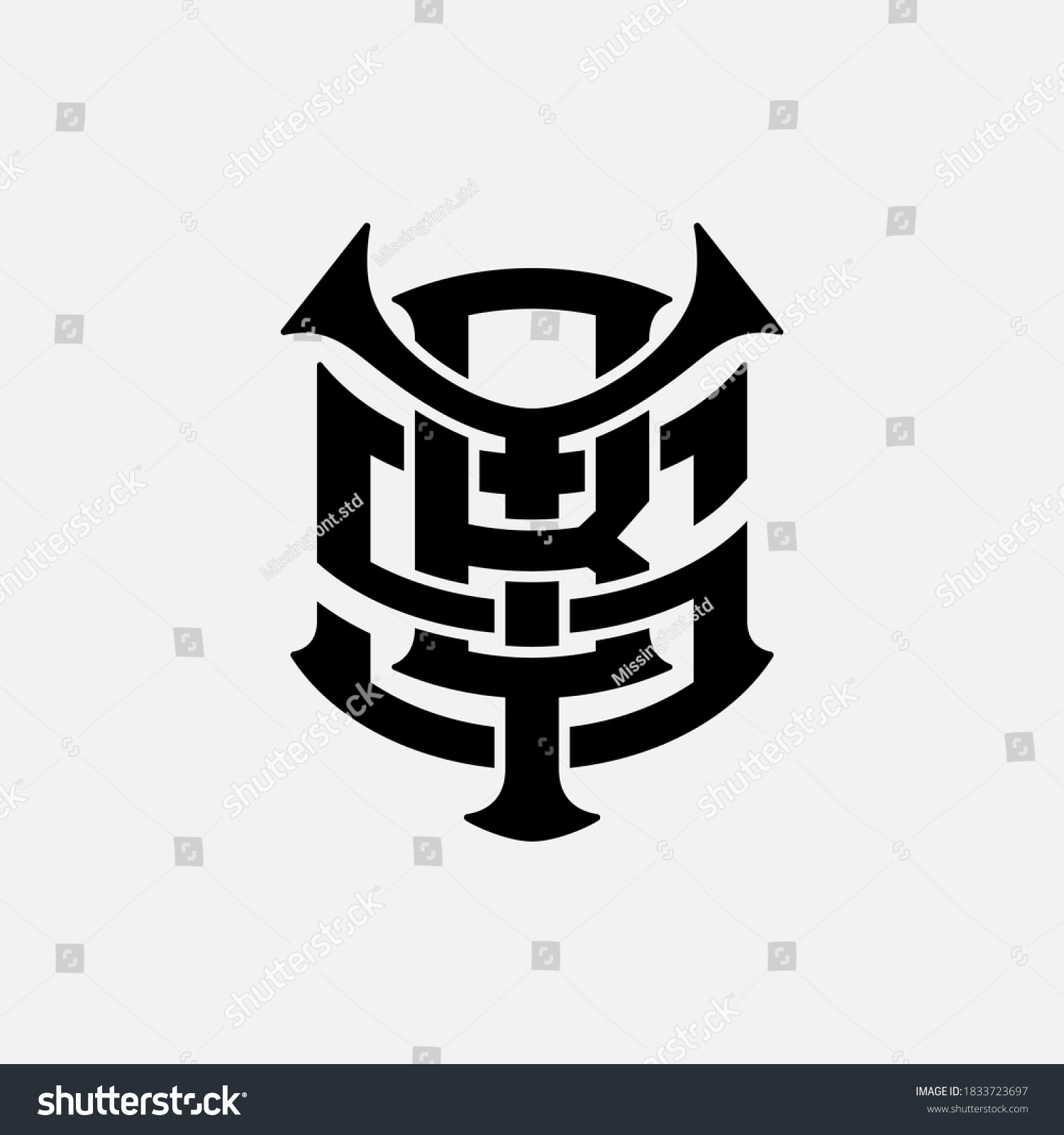 SVG of Initial letter Y, B, S, YBS, YSB, BSY, BYS, SYB or SBY overlapping, interlock, monogram logo, black color on white background svg