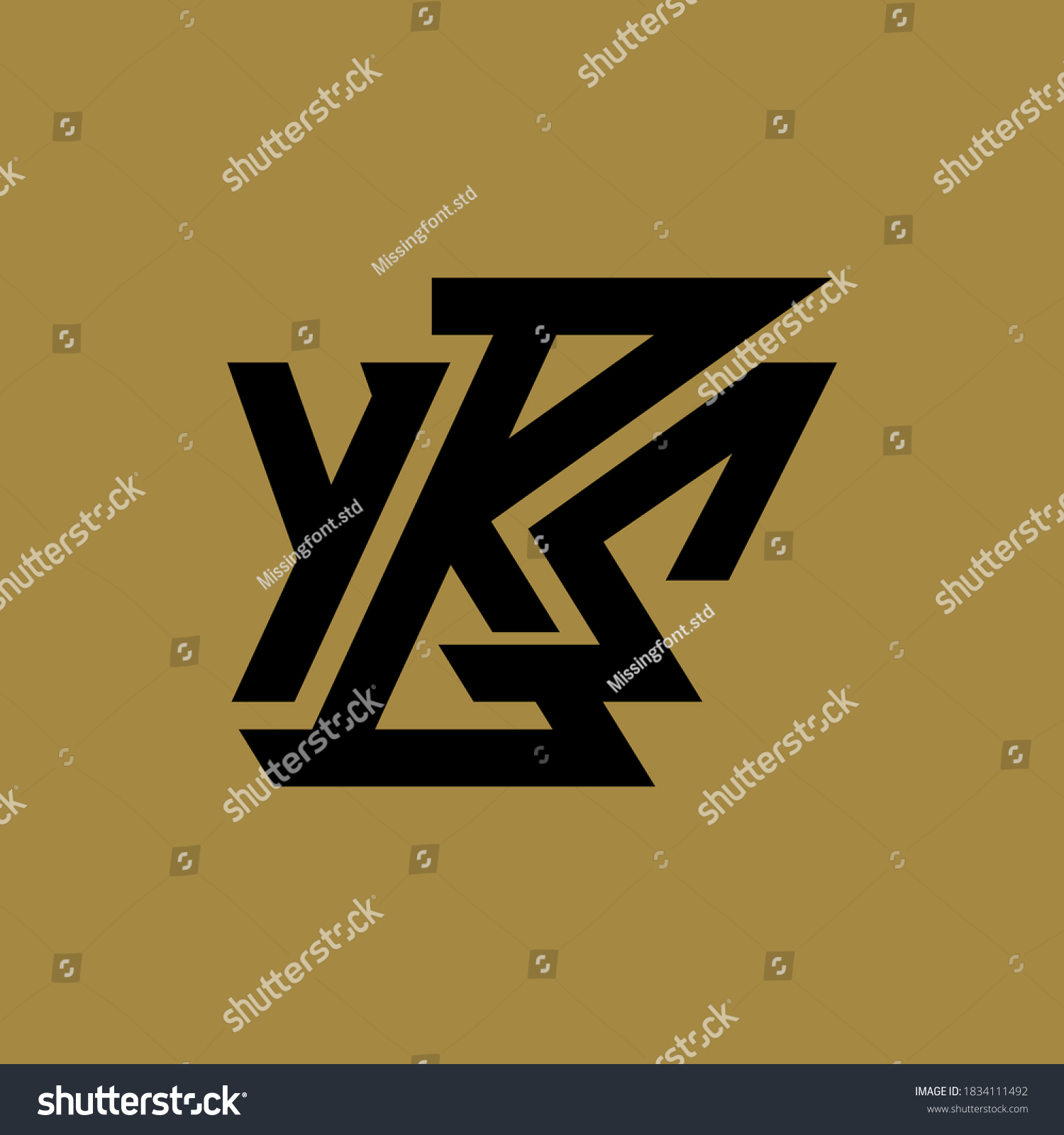 SVG of Initial letter Y, B, S, YBS, YSB, BSY, BYS, SYB or SBY overlapping, interlock, monogram logo, black color on gold background svg