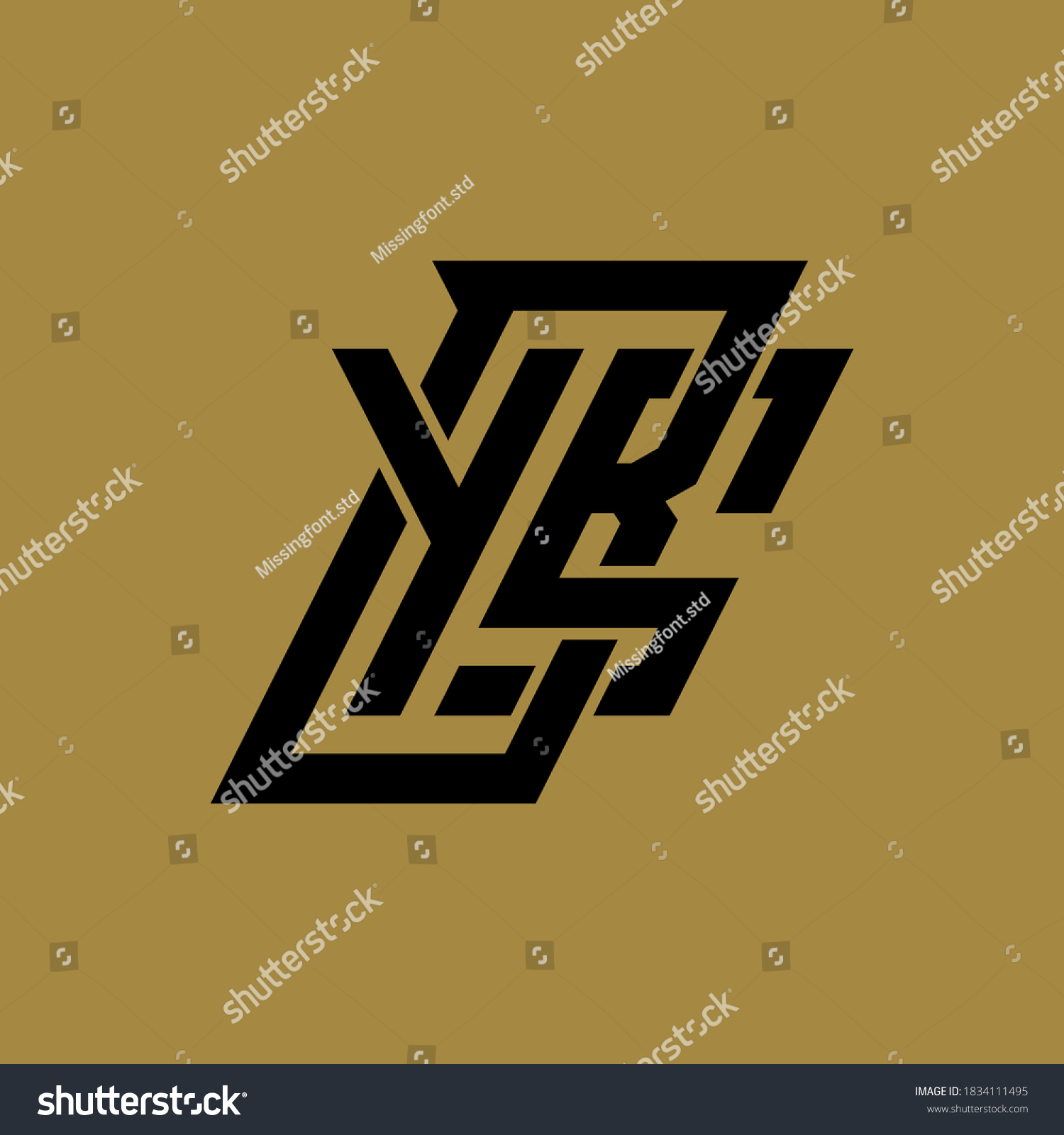 SVG of Initial letter Y, B, S, YBS, YSB, BSY, BYS, SYB or SBY overlapping, interlock, monogram logo, black color on gold background svg