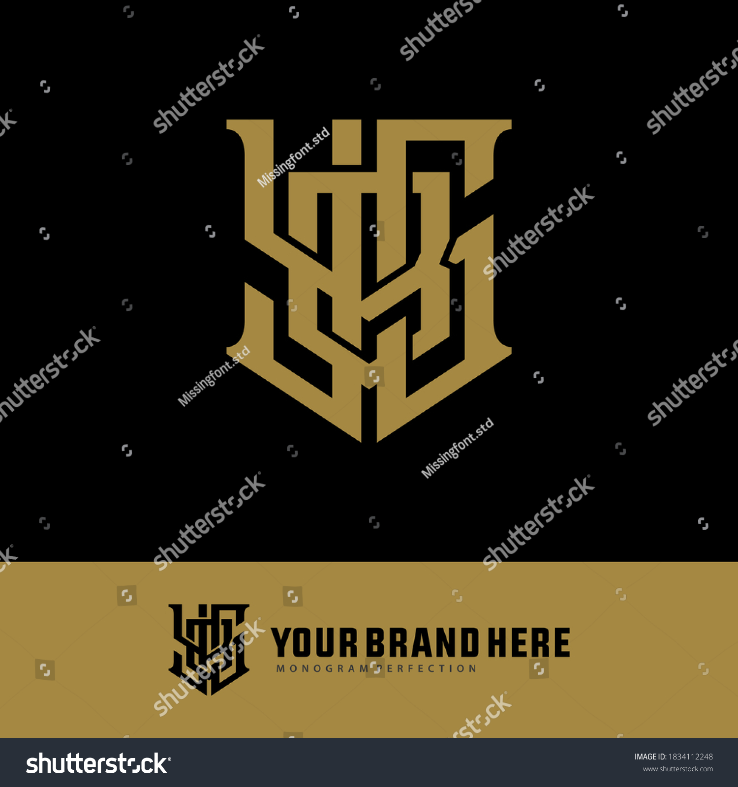 SVG of Initial letter Y, B, S, YBS, YSB, BSY, BYS, SYB or SBY overlapping, interlock, monogram logo, gold color on black background svg
