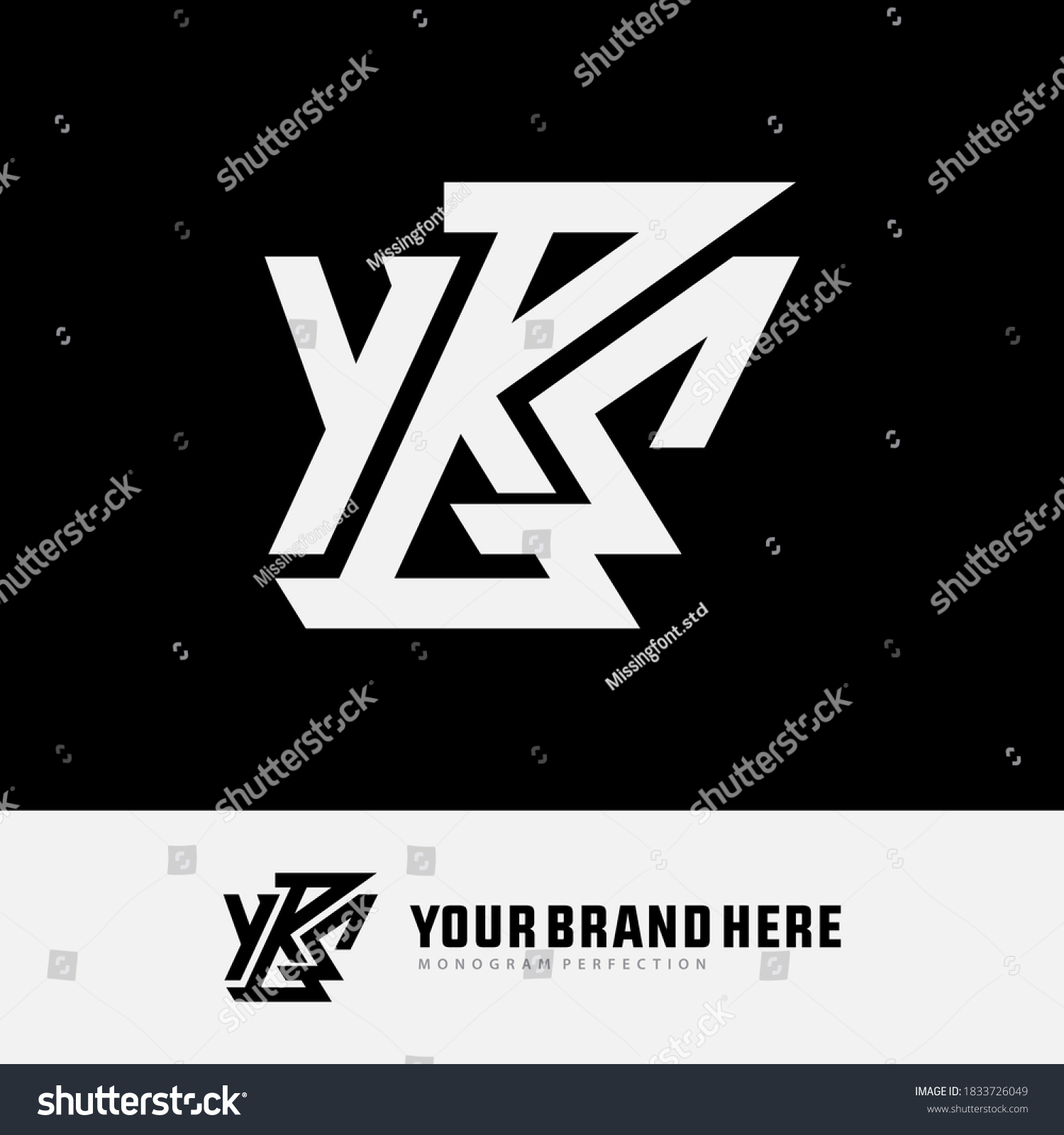 SVG of Initial letter Y, B, S, YBS, YSB, BSY, BYS, SYB or SBY overlapping, interlock, monogram logo, white color on black background svg