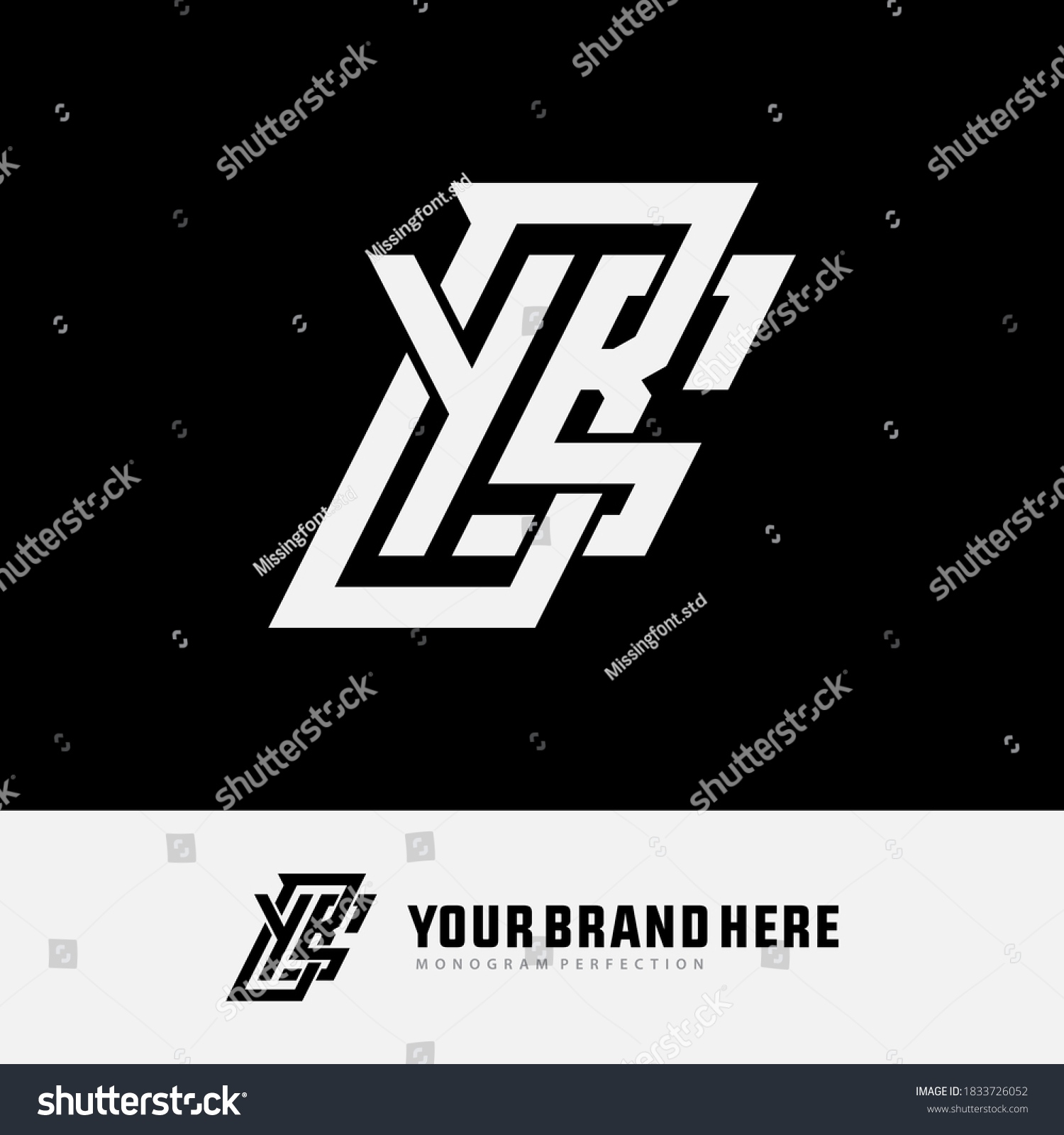 SVG of Initial letter Y, B, S, YBS, YSB, BSY, BYS, SYB or SBY overlapping, interlock, monogram logo, white color on black background svg