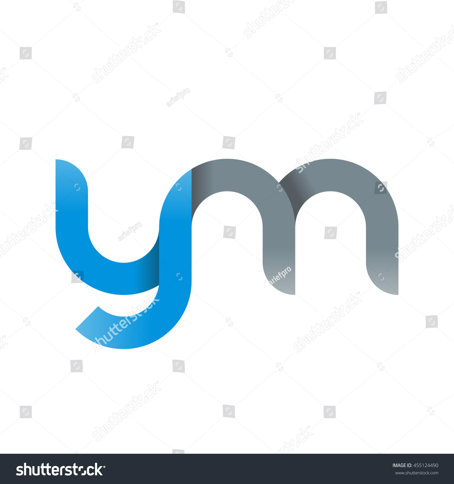 Initial Letter Ym Modern Linked Circle Round Lowercase Logo Blue Gray ...